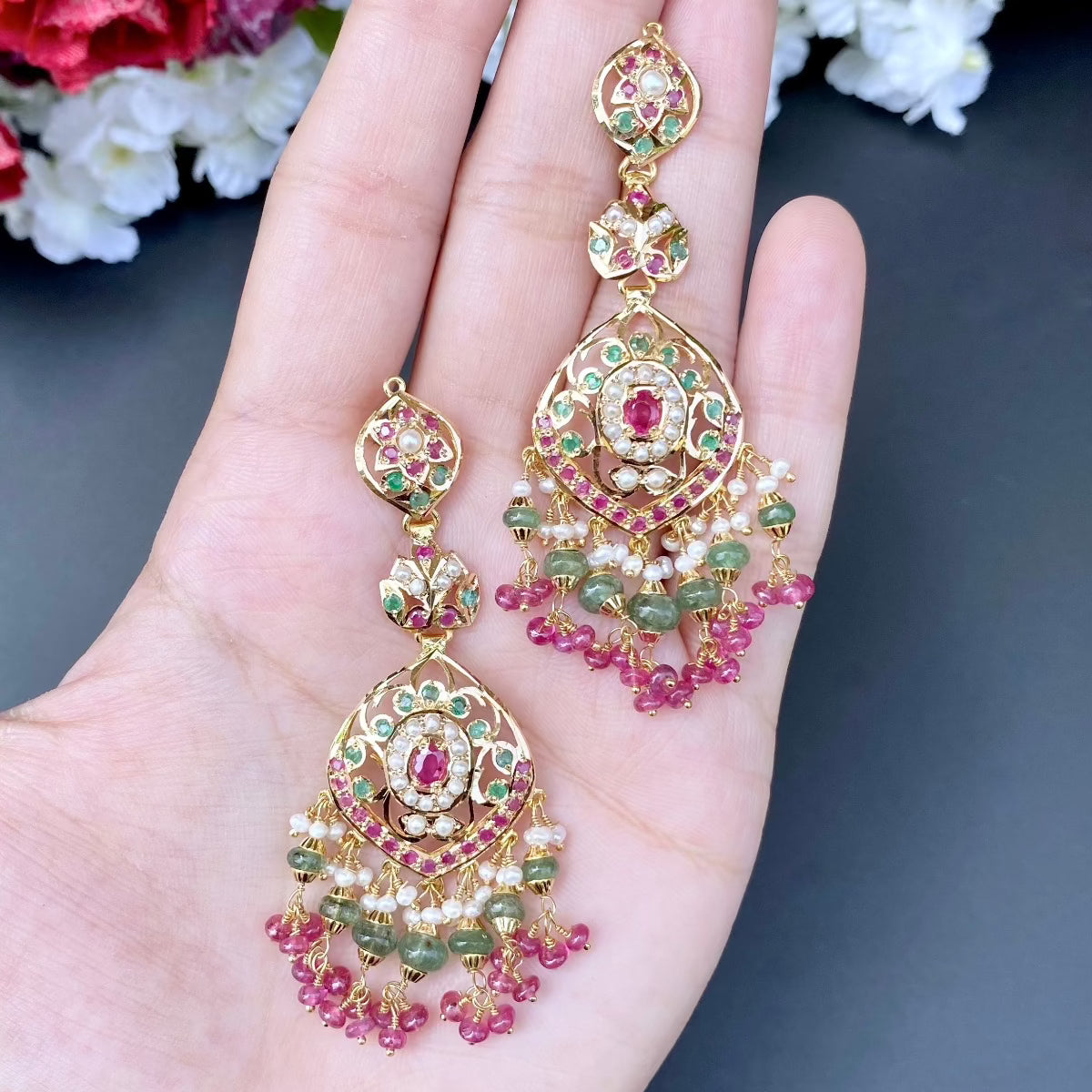 pearl mala choker gold