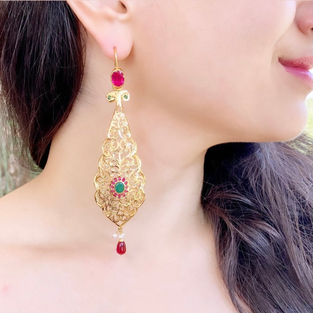 long golden earrings
