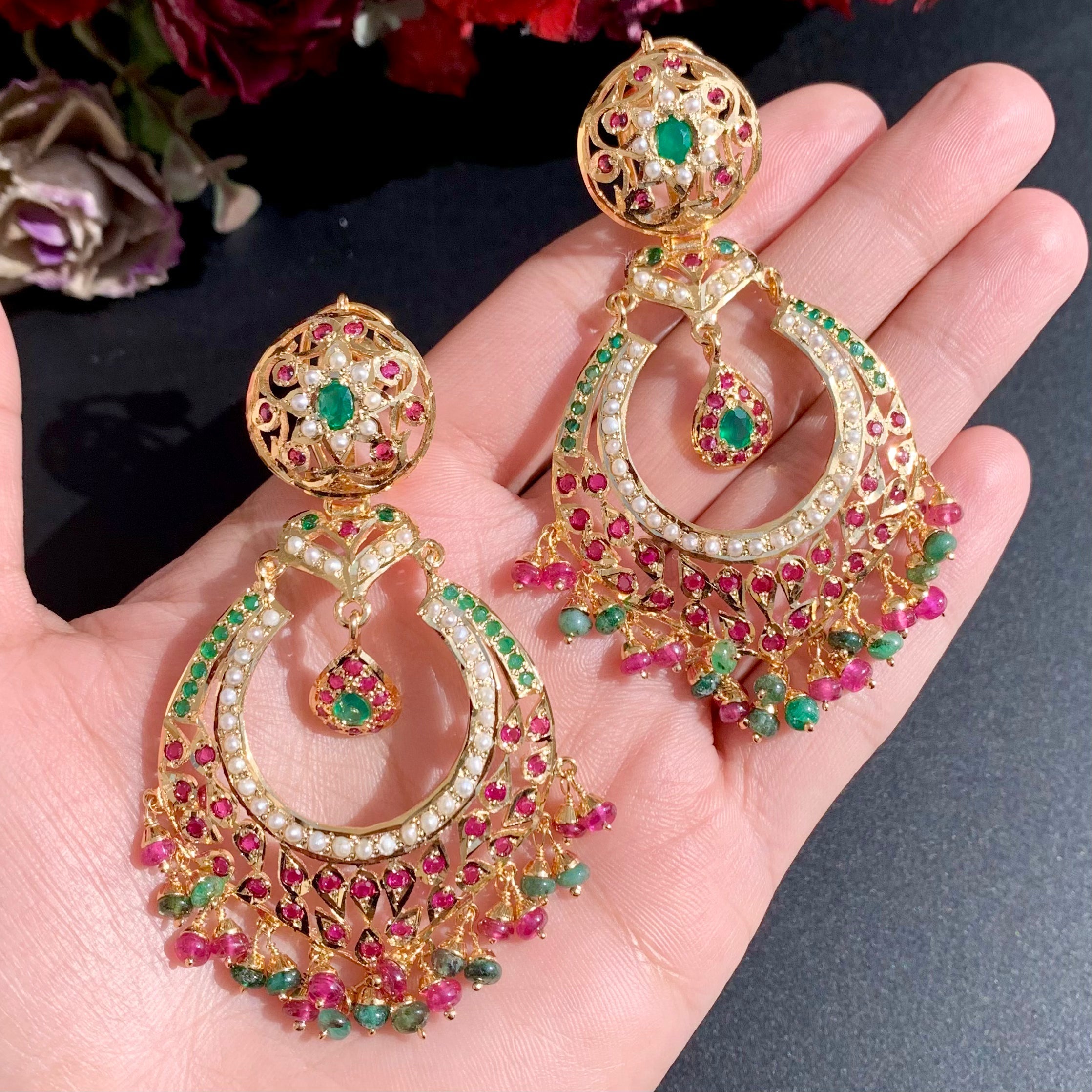 pakistani jadau chandbali