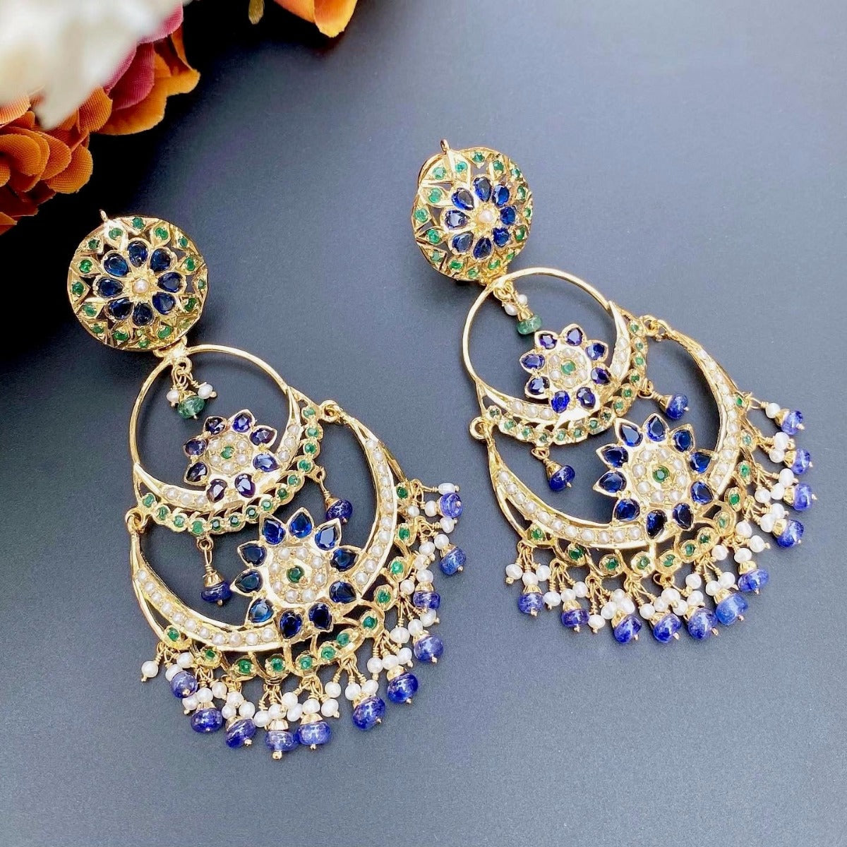 Hyderabadi gold plated chand bali
