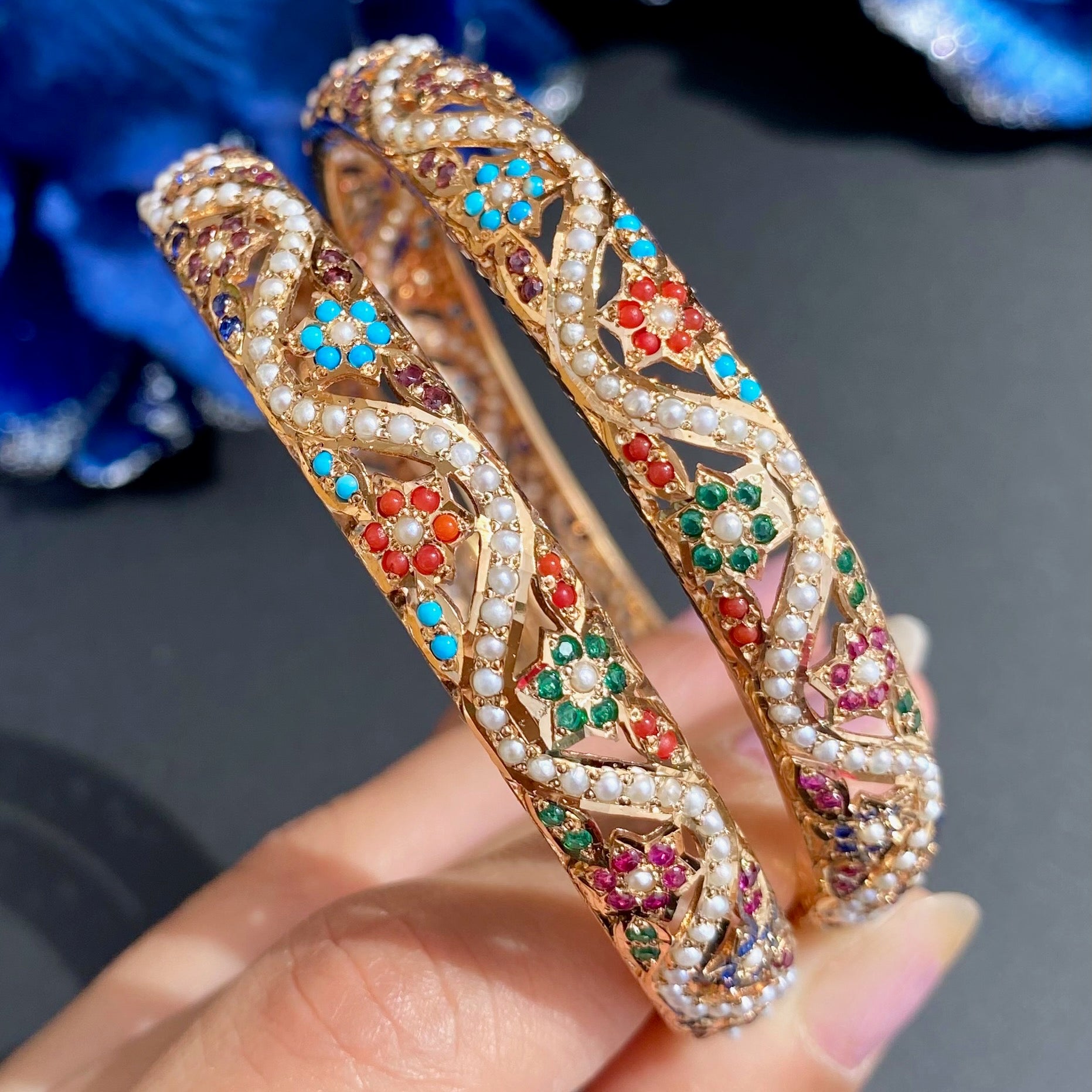 gold coated hyderabadi navaratna bangles