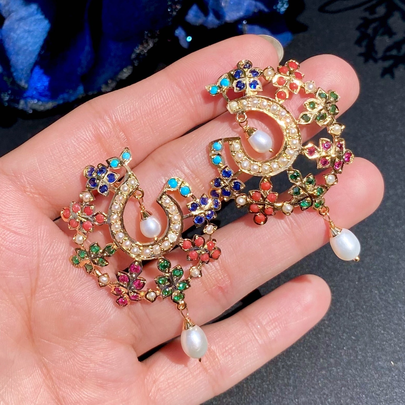 indian navratna stud earrings