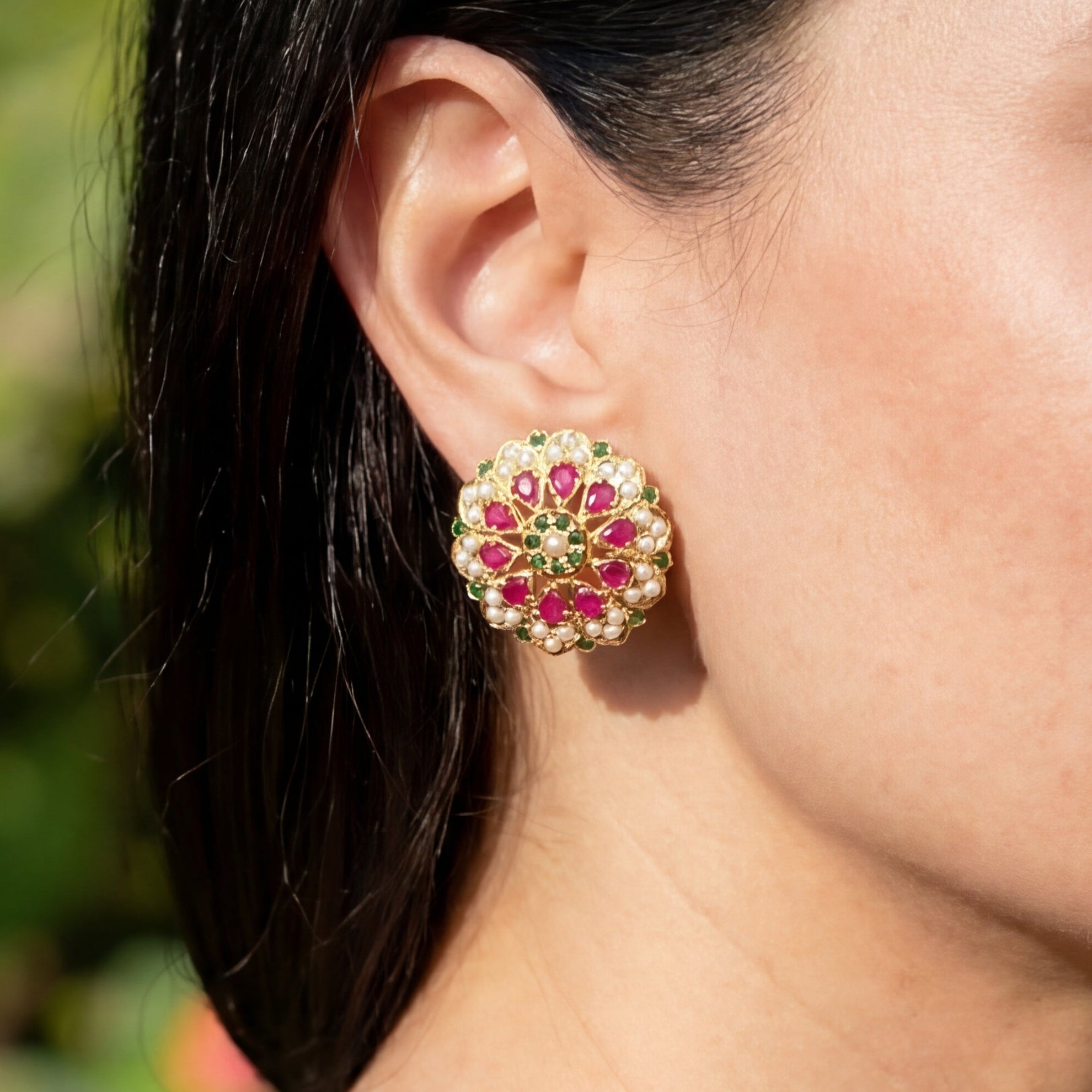 Statement Stud Earrings | Round Tops | For Women ER 412