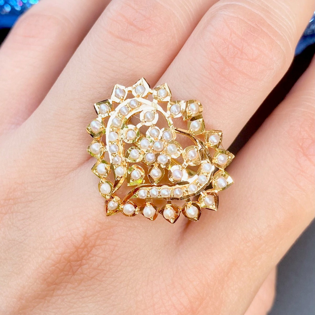 indian pearl gold ring