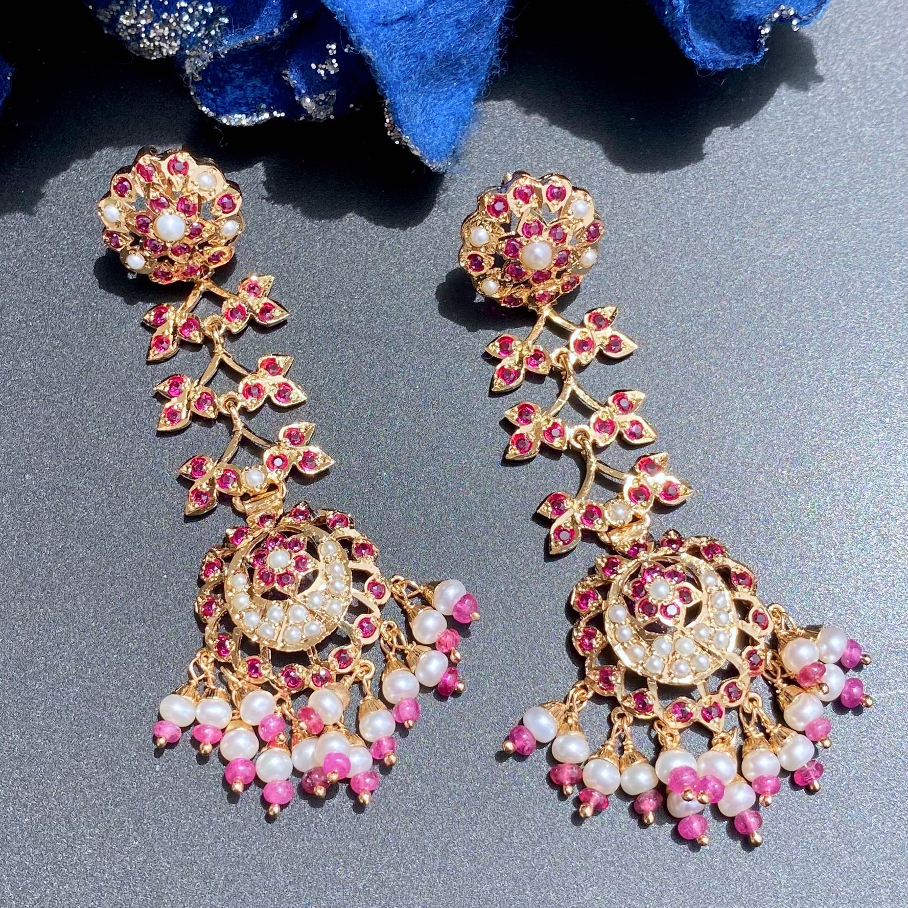 long pakistani silver dangler earrings