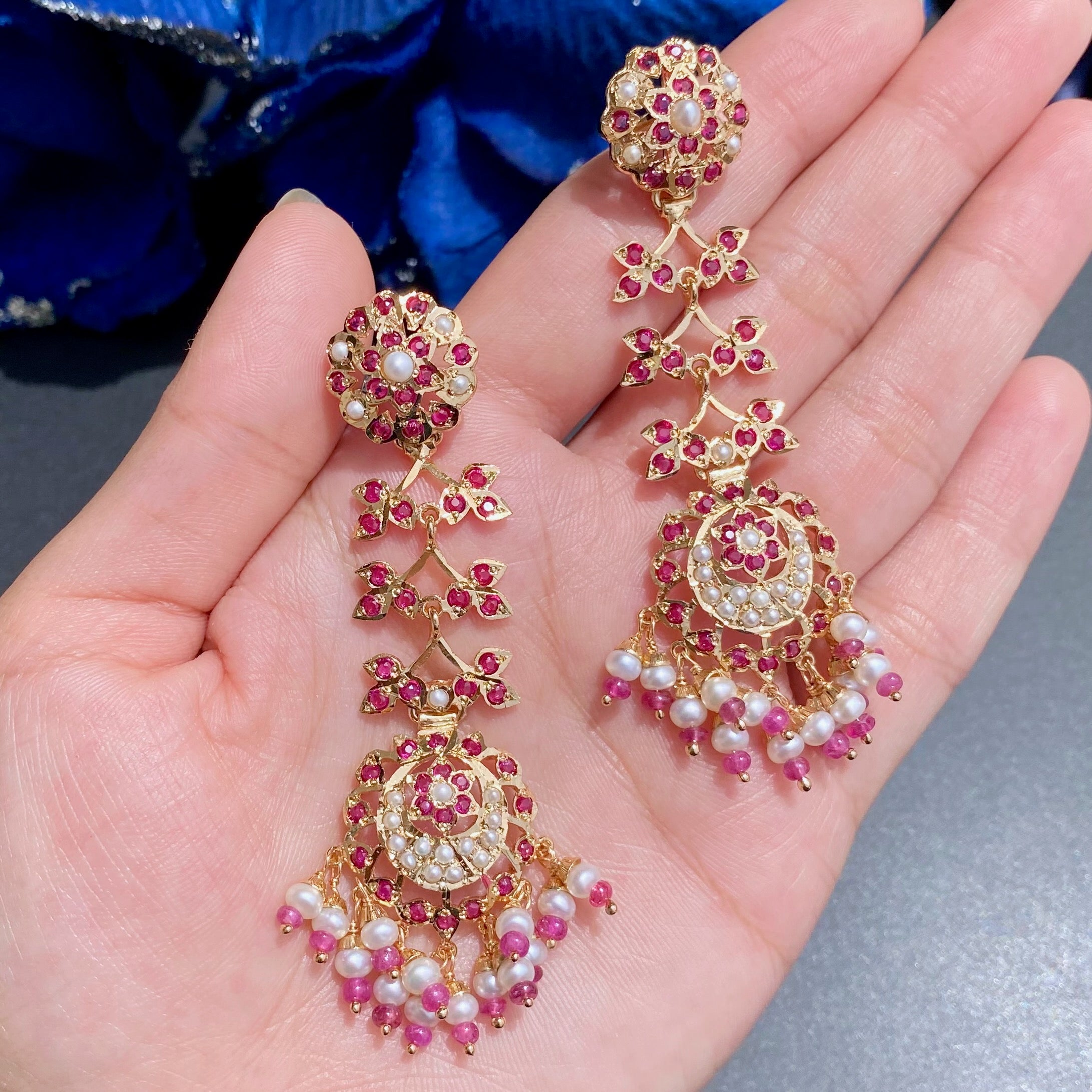 long pakistani silver dangler earrings