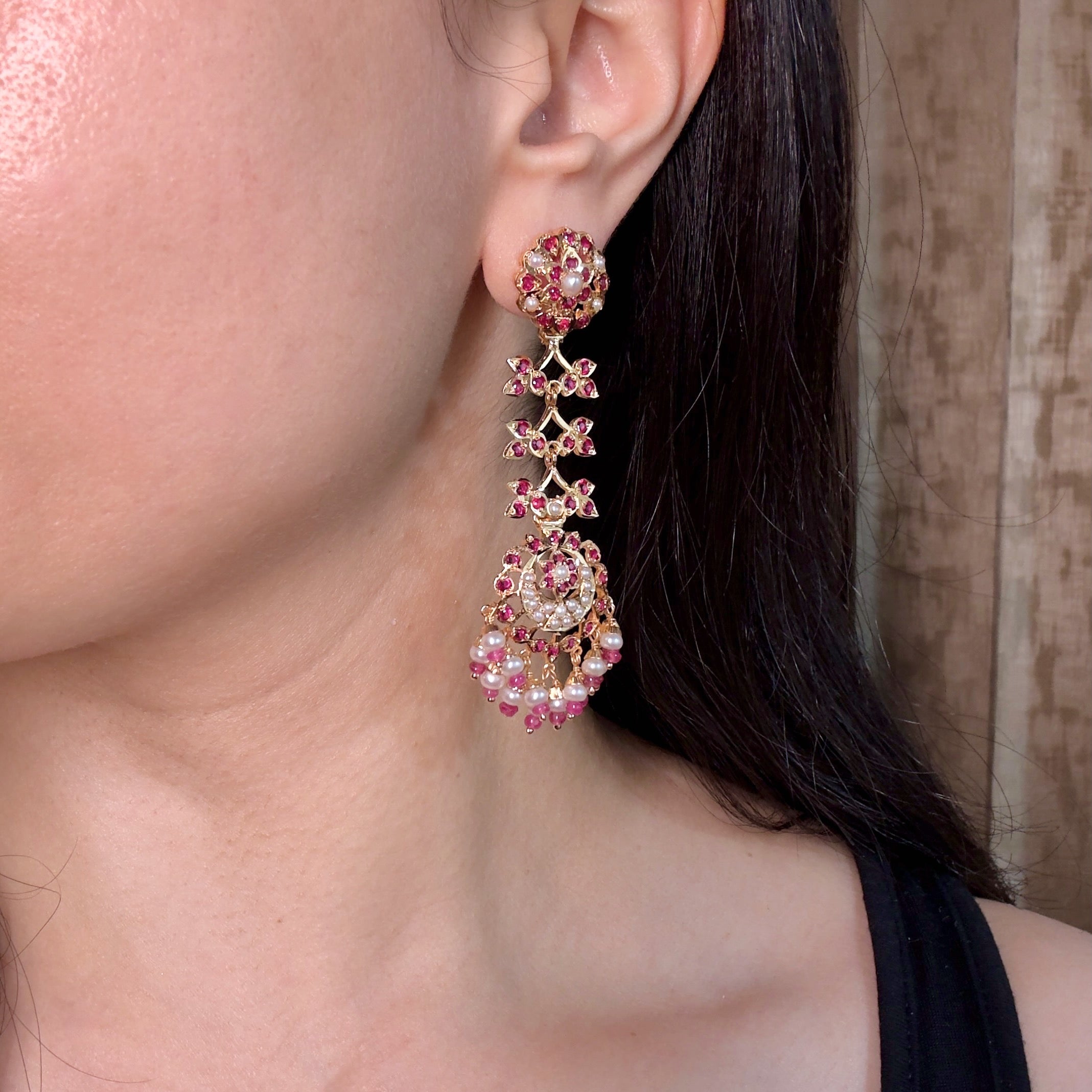long pakistani silver dangler earrings
