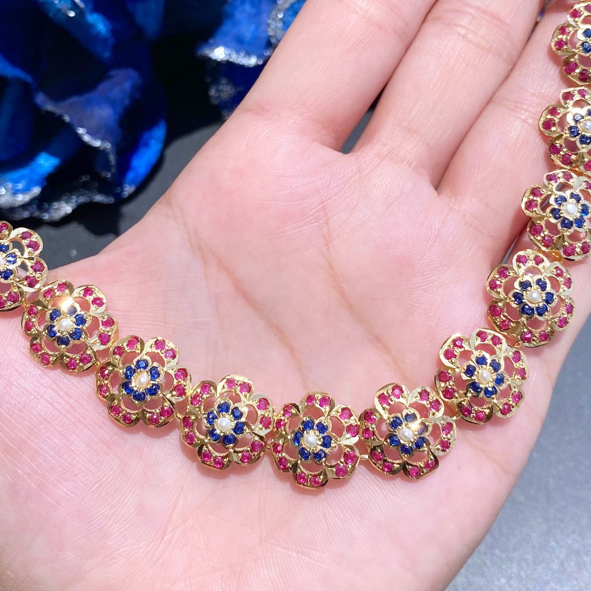 traditional arabian style necklace set gold plated on silver fusion jewelry