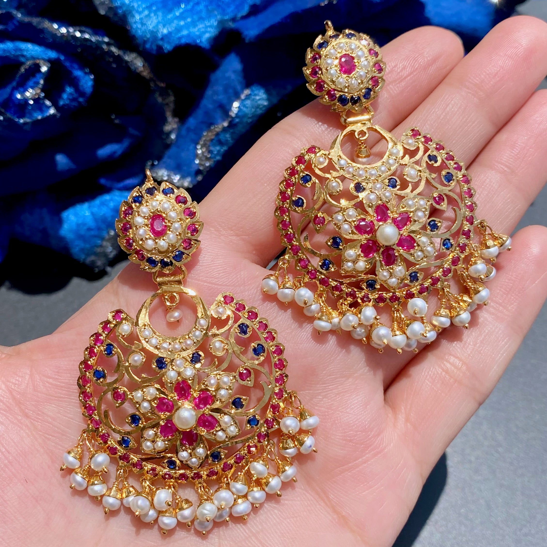 medium silver chandbali earrings