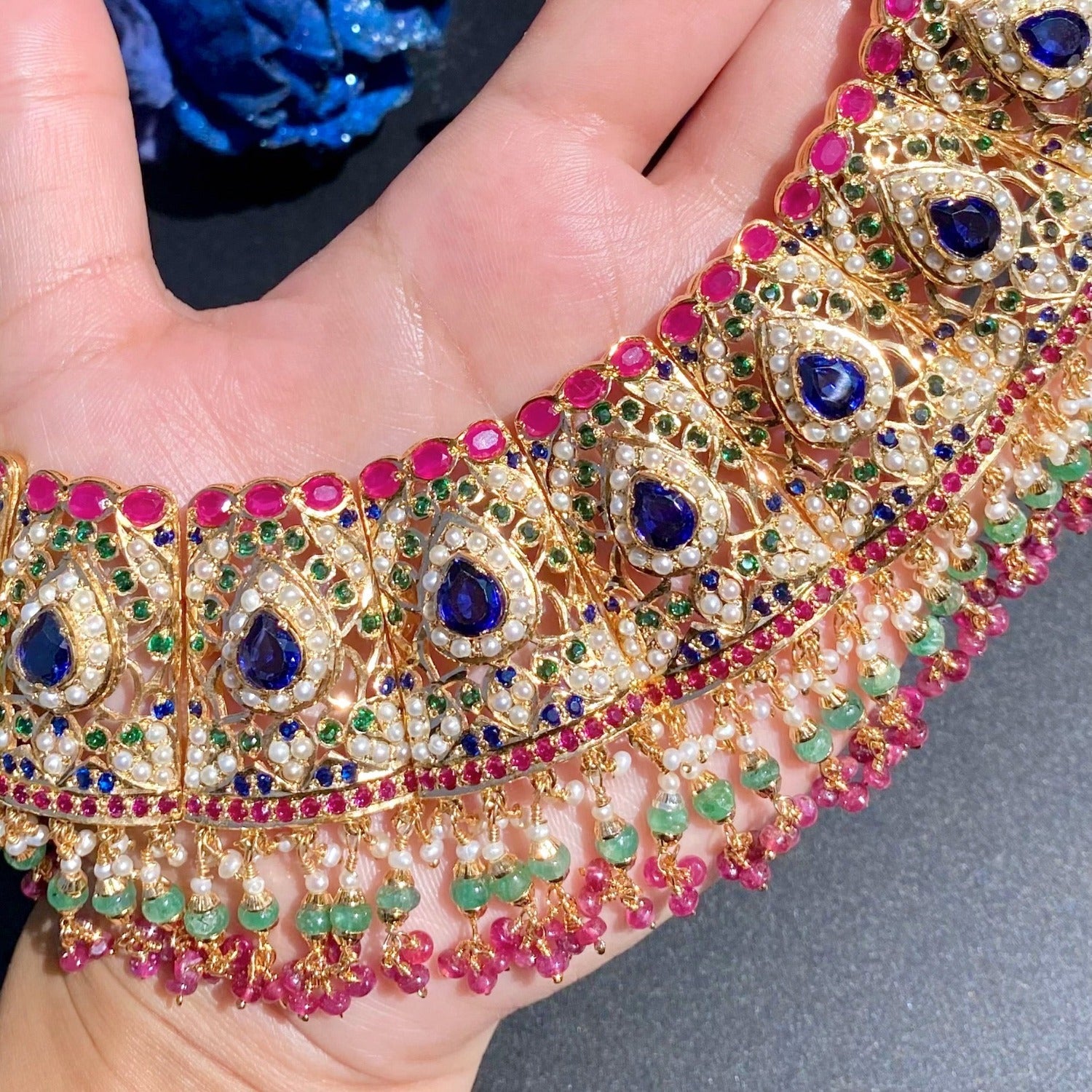 bridal necklace with jhumkas