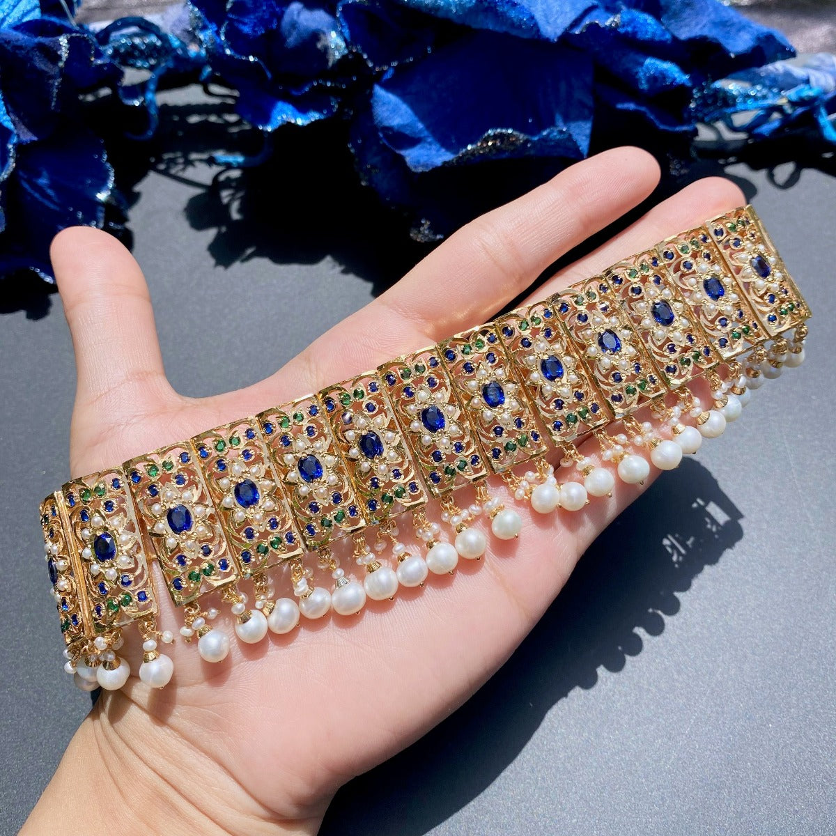 bridal indian choker with large chandbali
