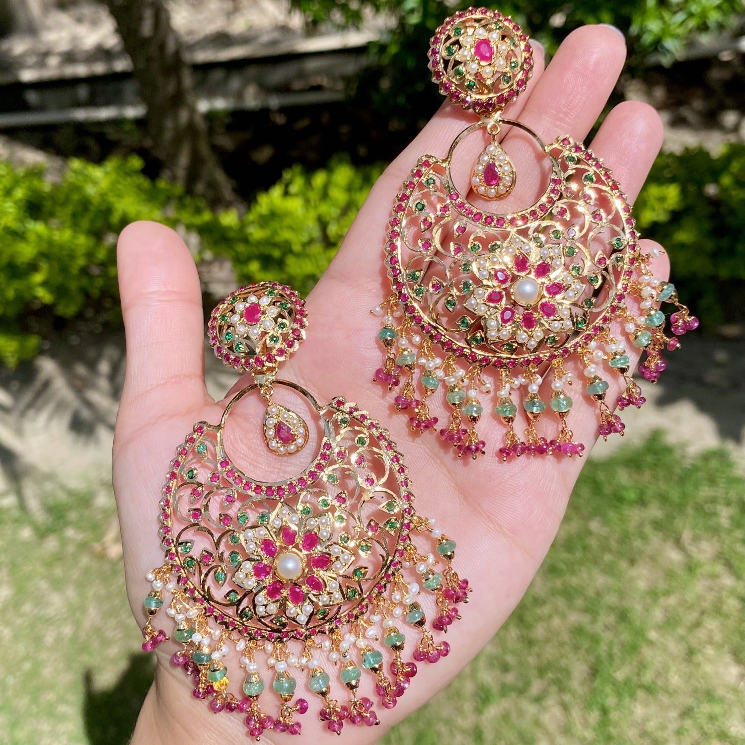 ruby emerald studded bridal necklace