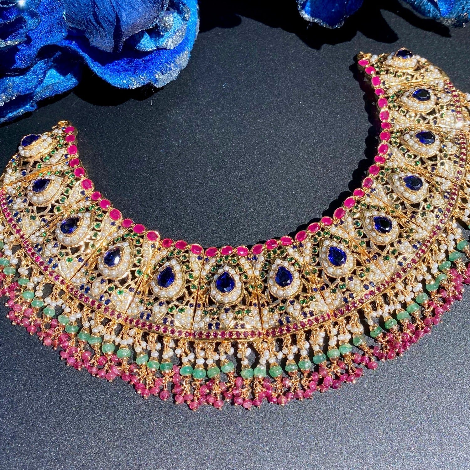bridal necklace with jhumkas