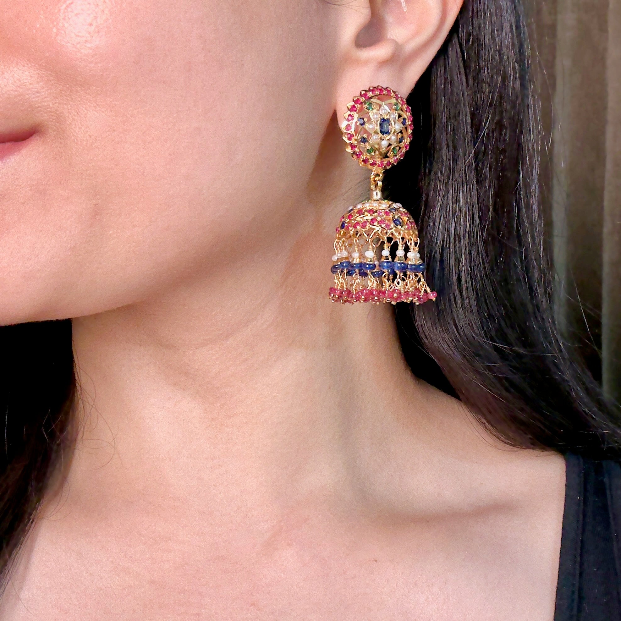 premium silver jhumka