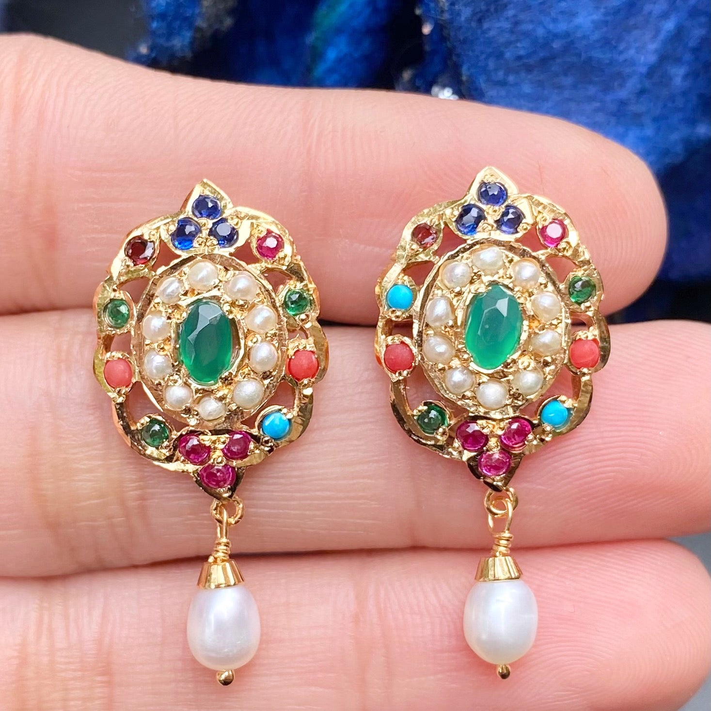 navaratna tops for women on silver base