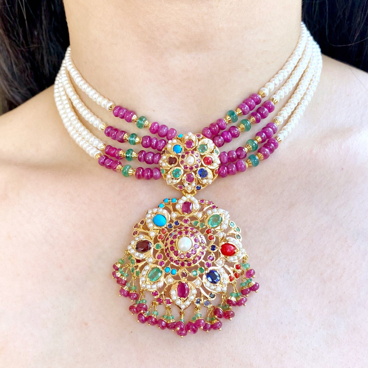 navratna haram on 22k gold for women online