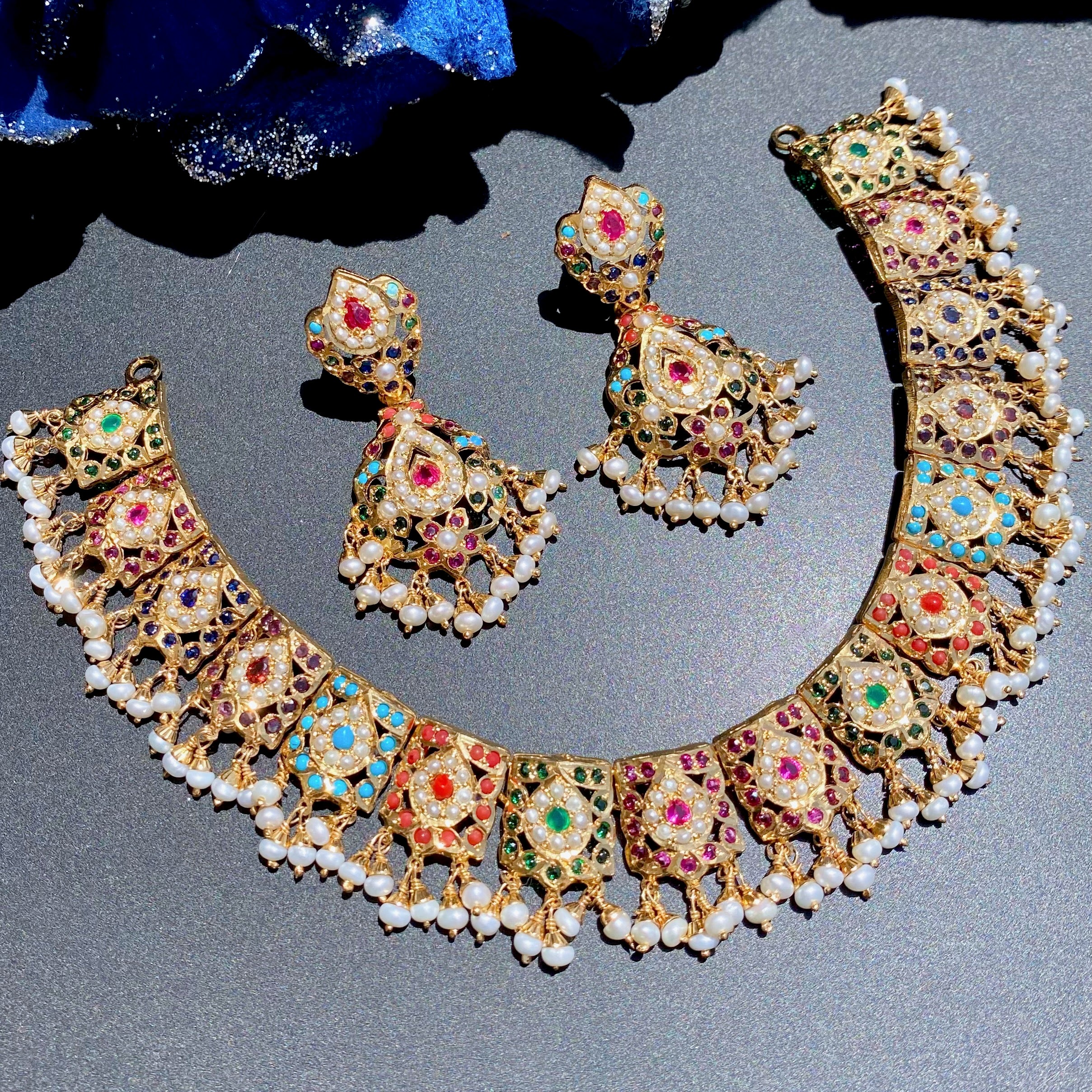 punjabi jadau set navaratna