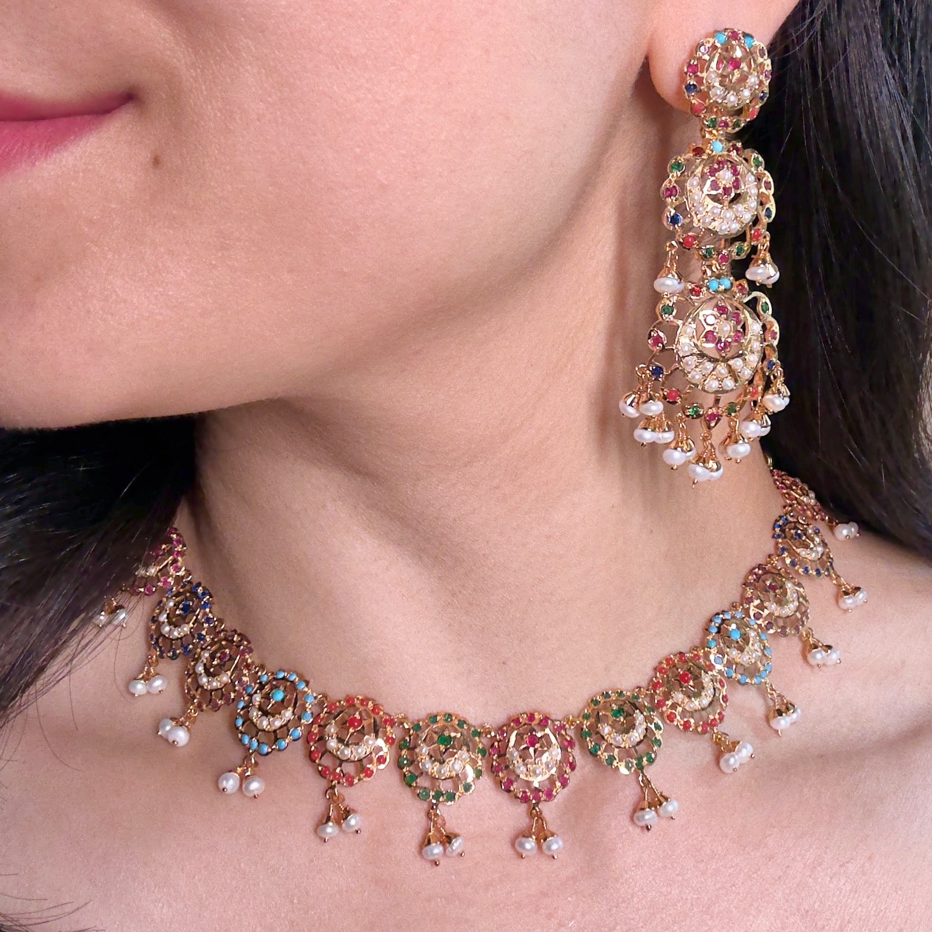 premium indian navaratna jewelry set