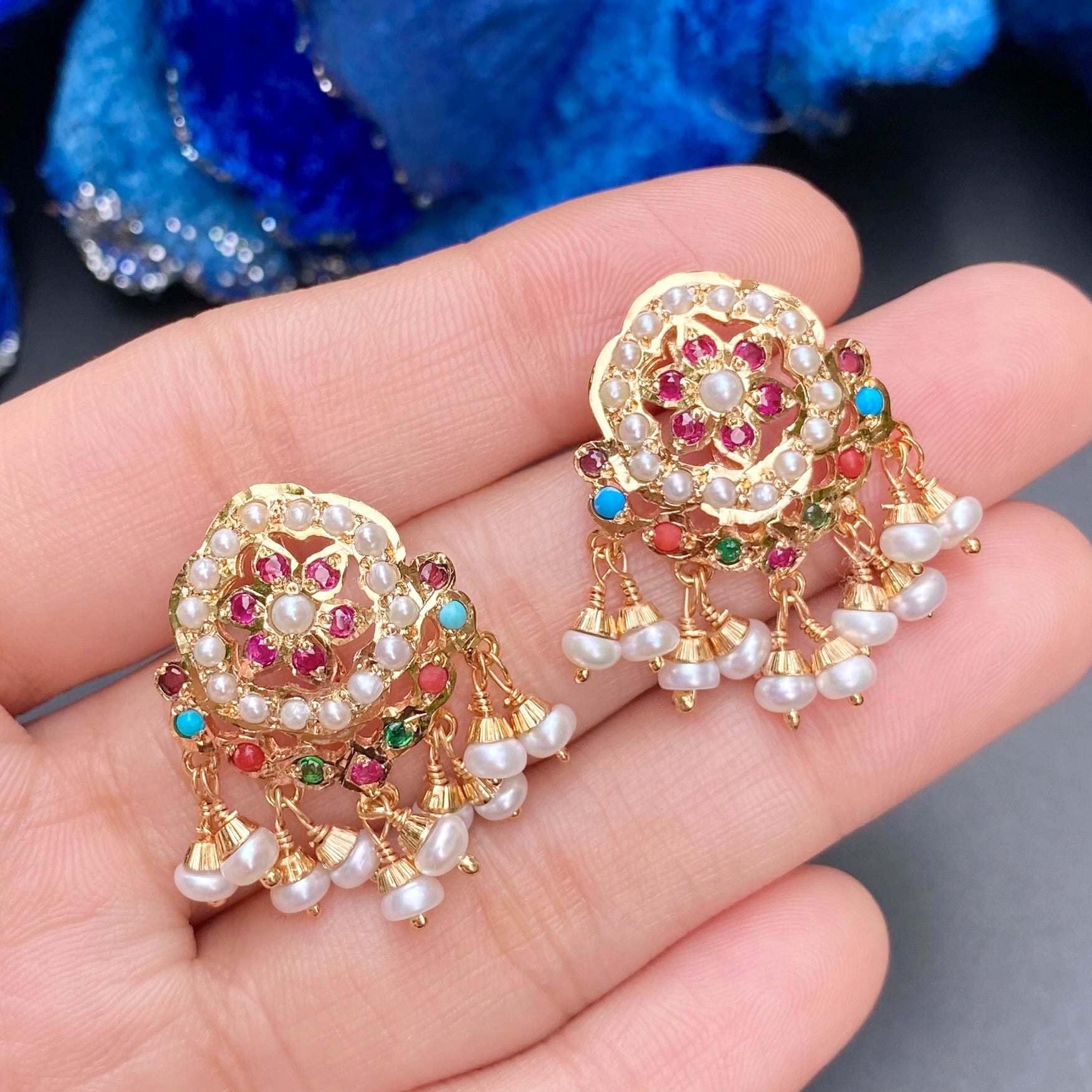 floral navaratna pendant set