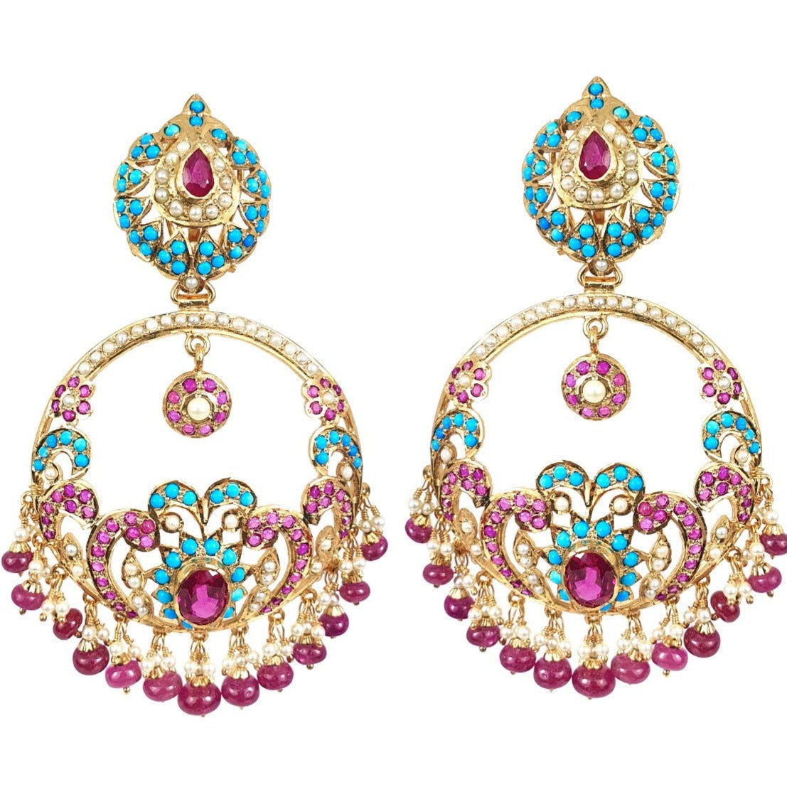 pakistani jadau fashion chandbali earrings
