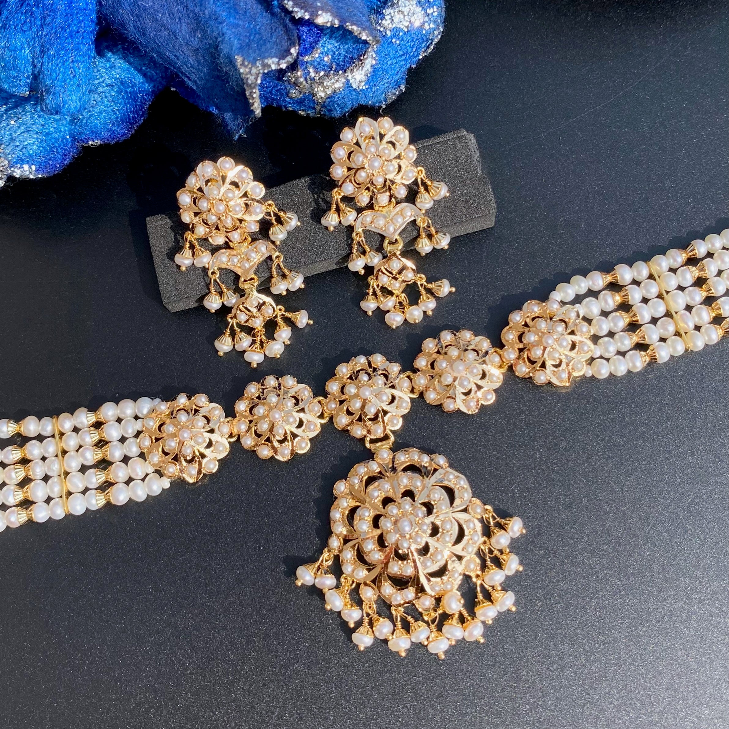 gold choker set freshwatetr pearls