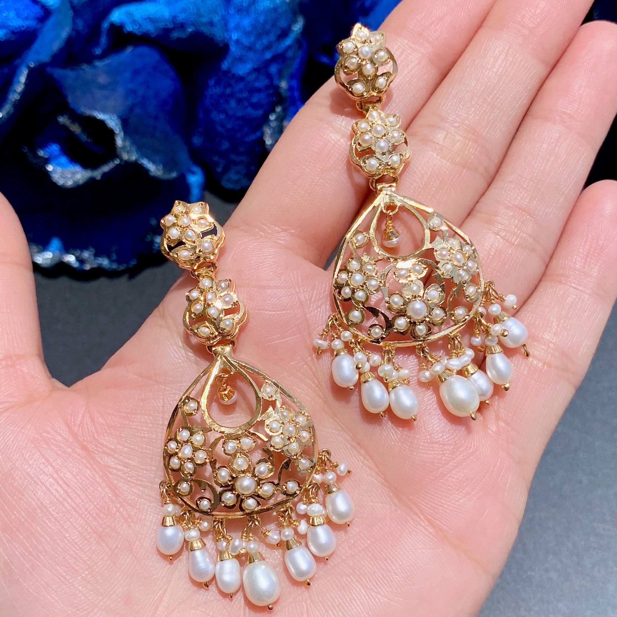 long earrings with freshwater pearls