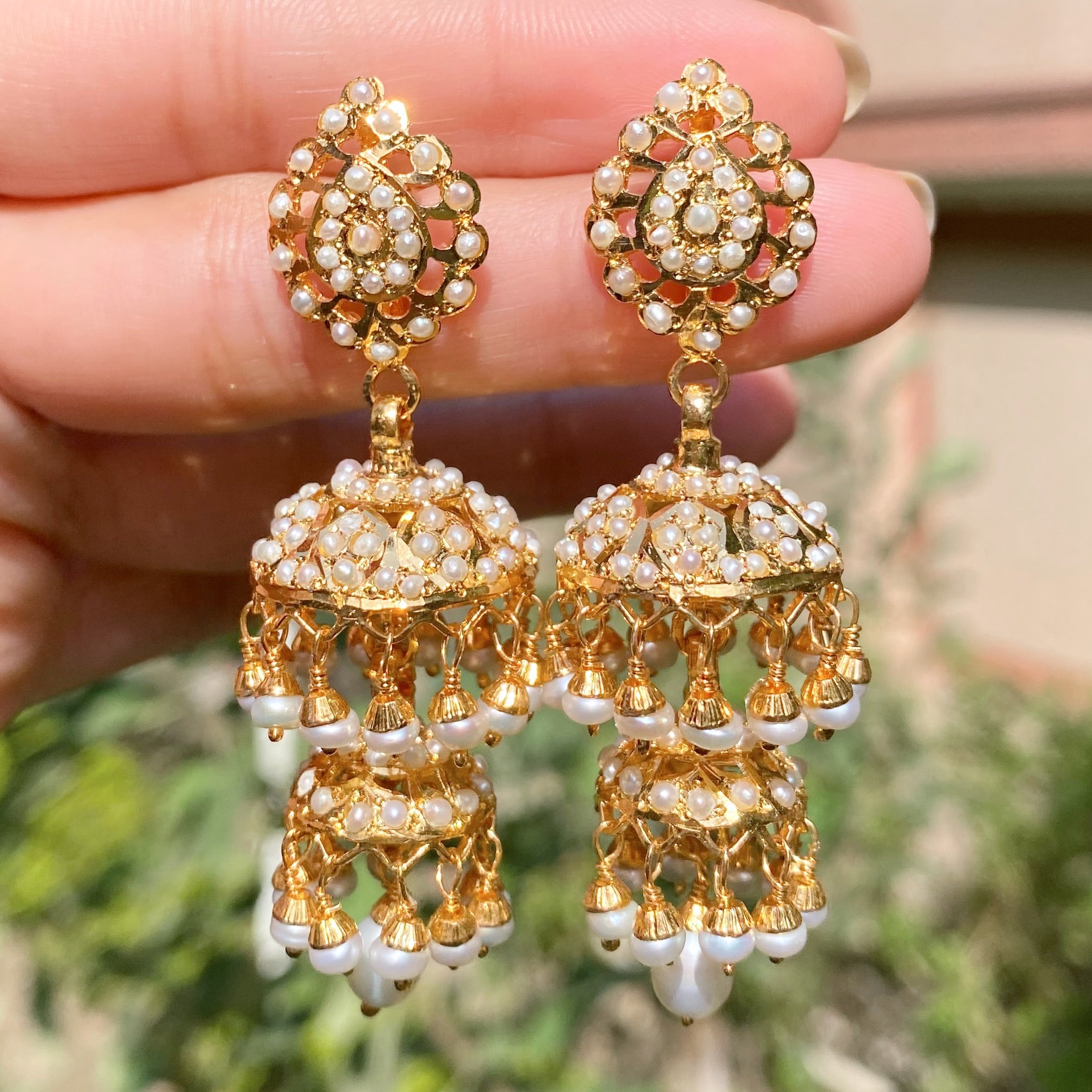 pearl double jhumka