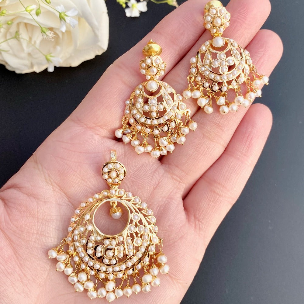 pearl pendant set 22k gold
