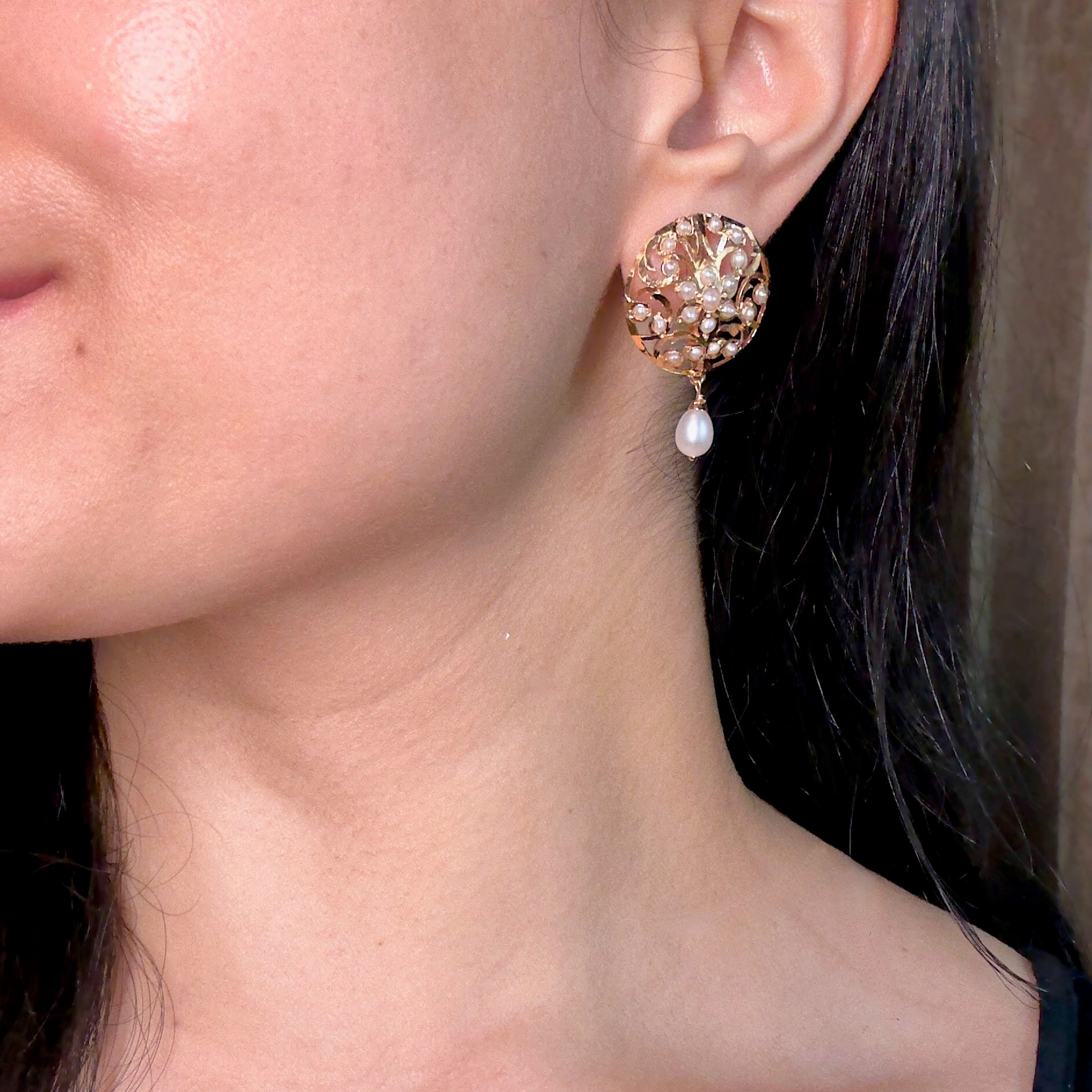 Intricate Pearl Tops For Women | Gold Plated on Silver | Real Freshwater Pearl Jewelry
