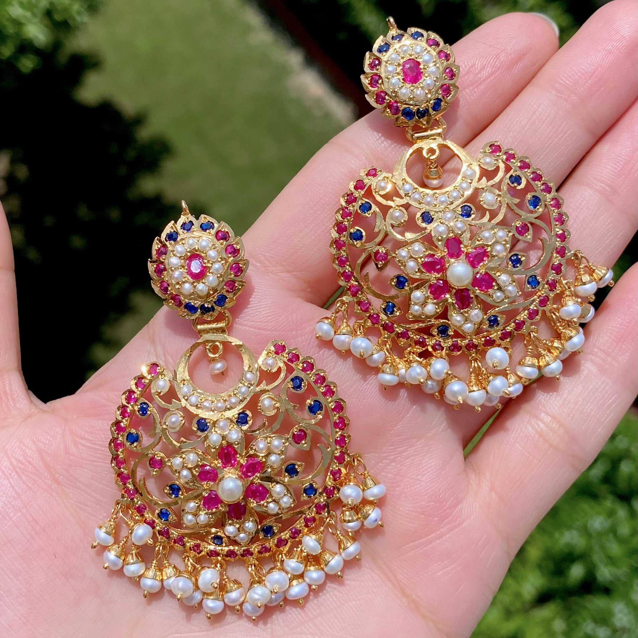 medium silver chandbali earrings