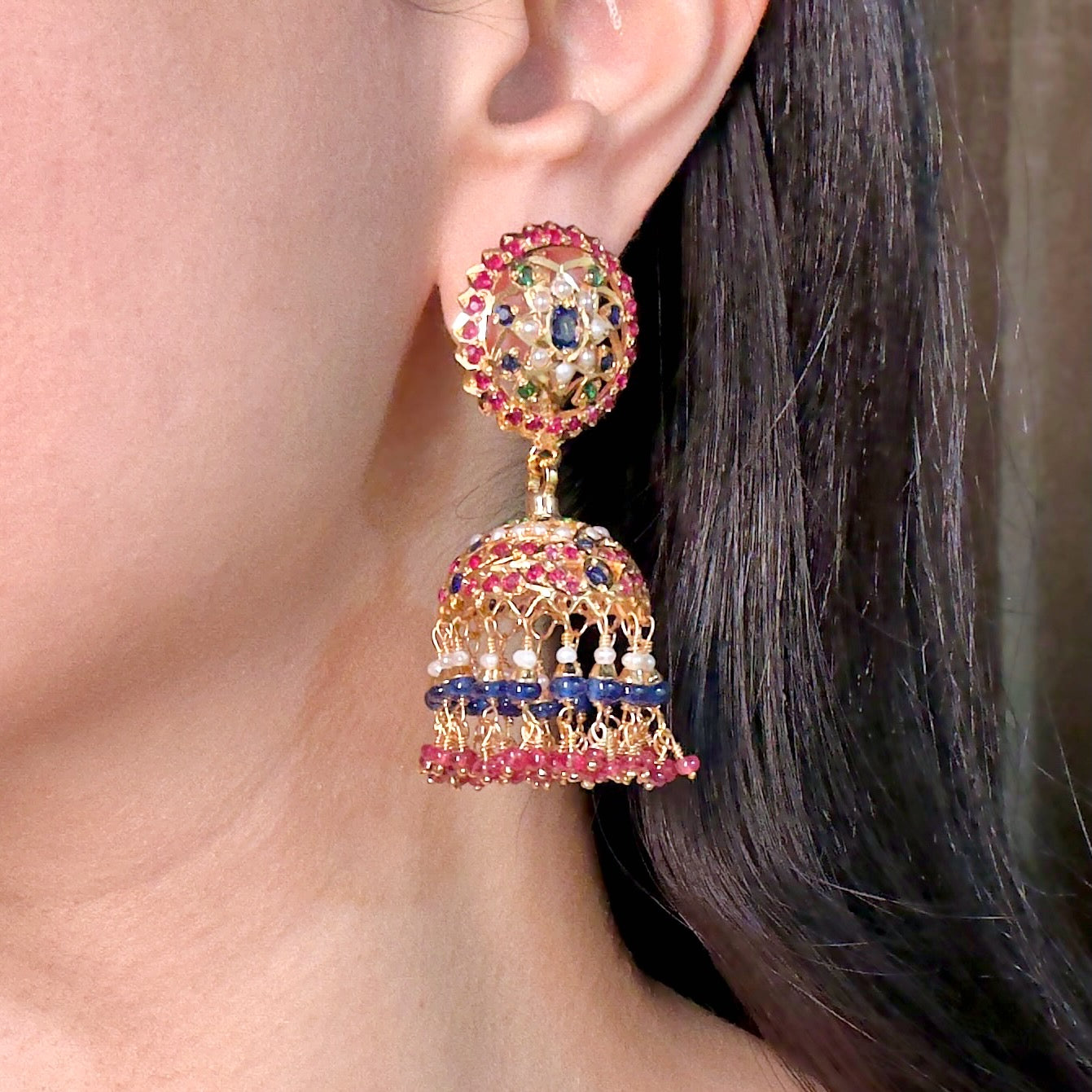 premium silver jhumka