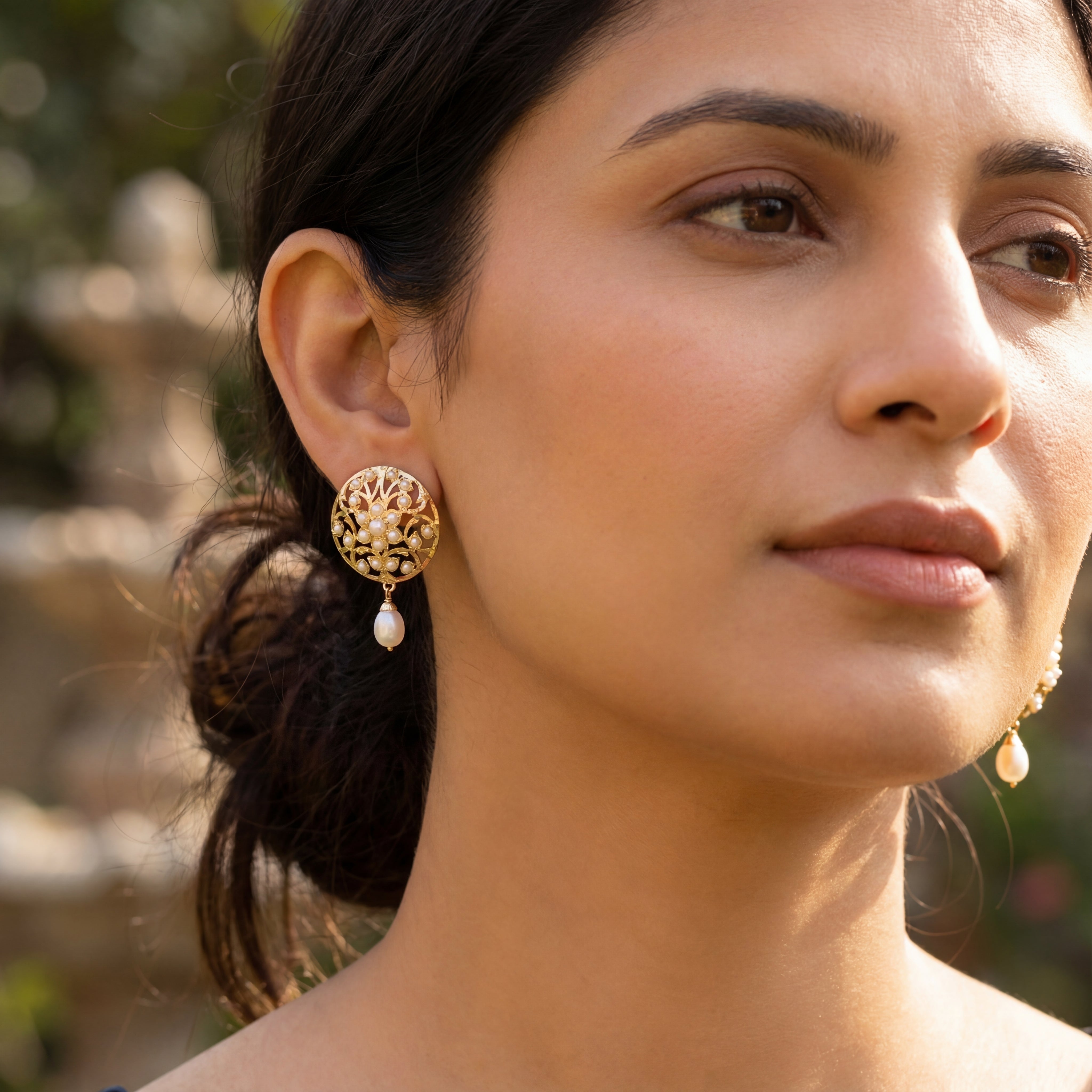 Intricate Pearl Tops For Women | Sterling Silver | Real Freshwater Pearl Jewelry ER 574