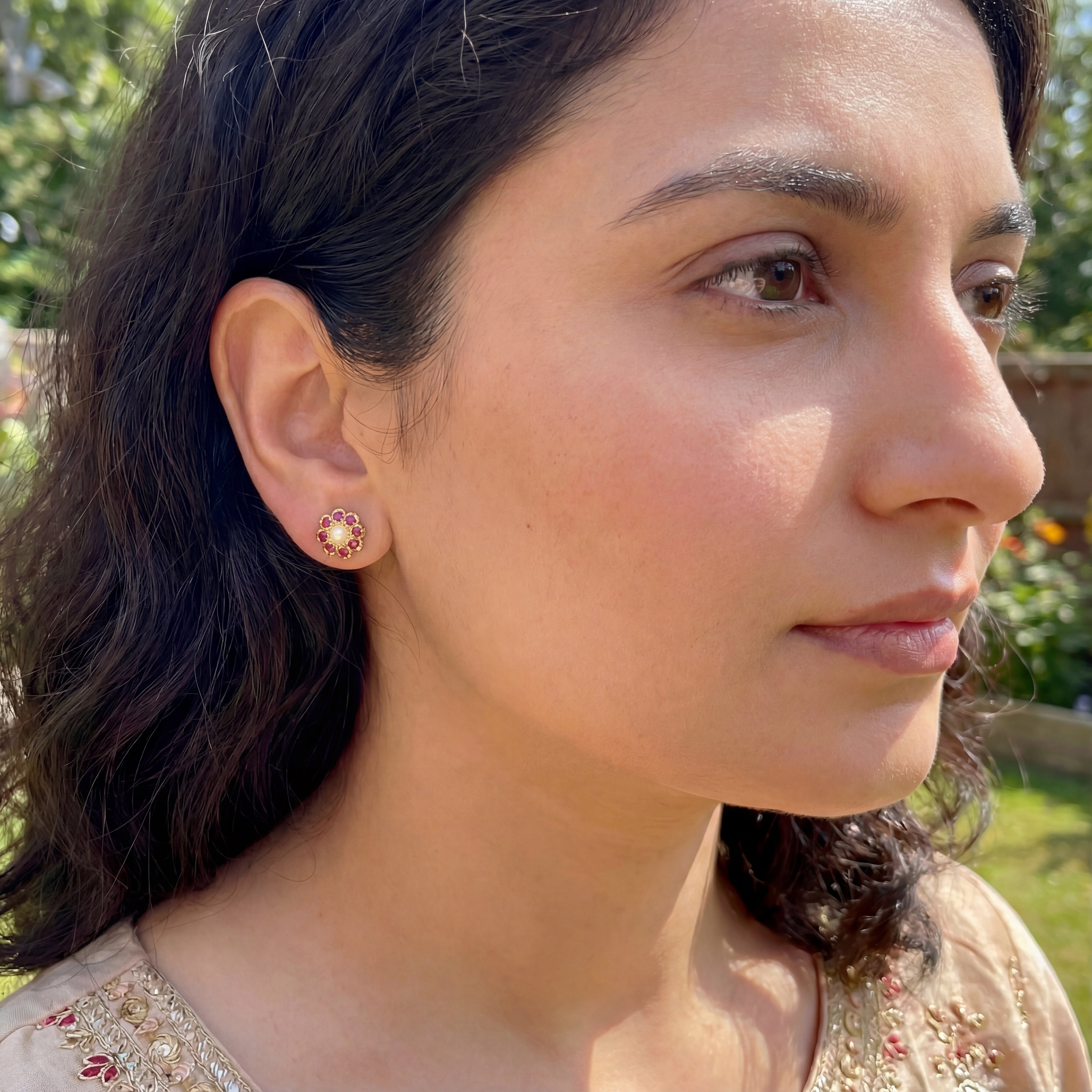 Cute Floral Tops | Dainty Earrings for Girls | Indian Jewelry on Silver ER 576