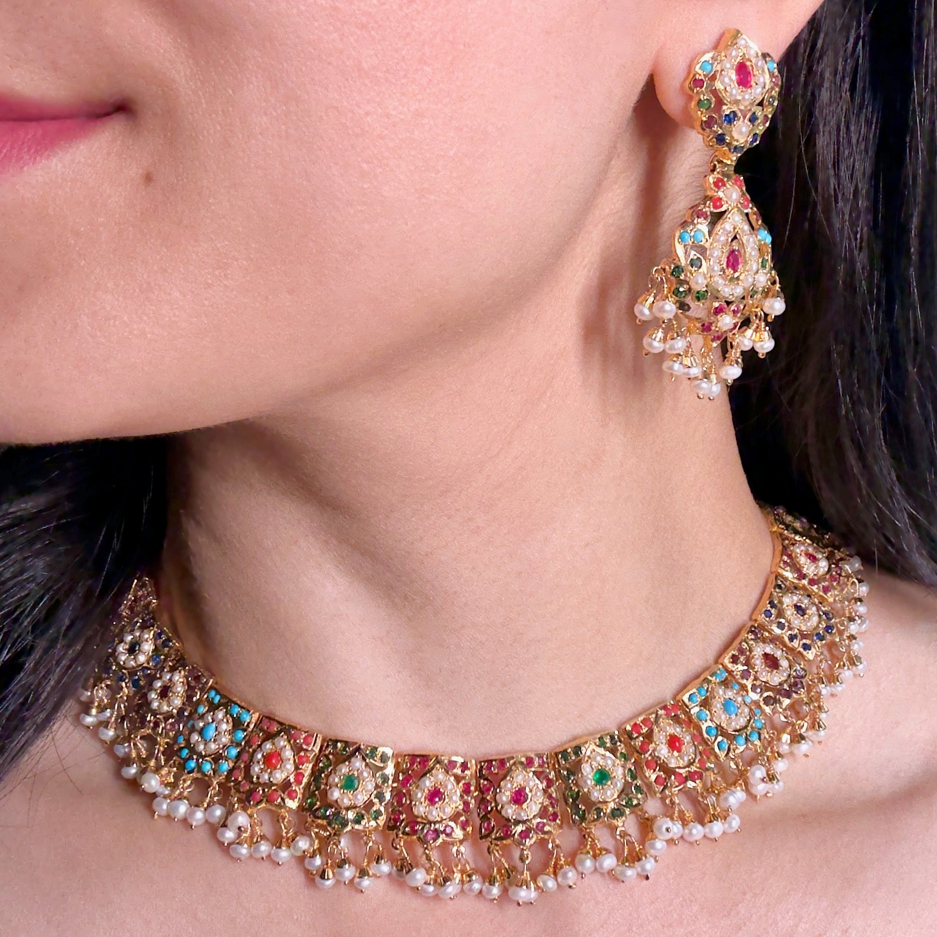 punjabi jadau set navaratna