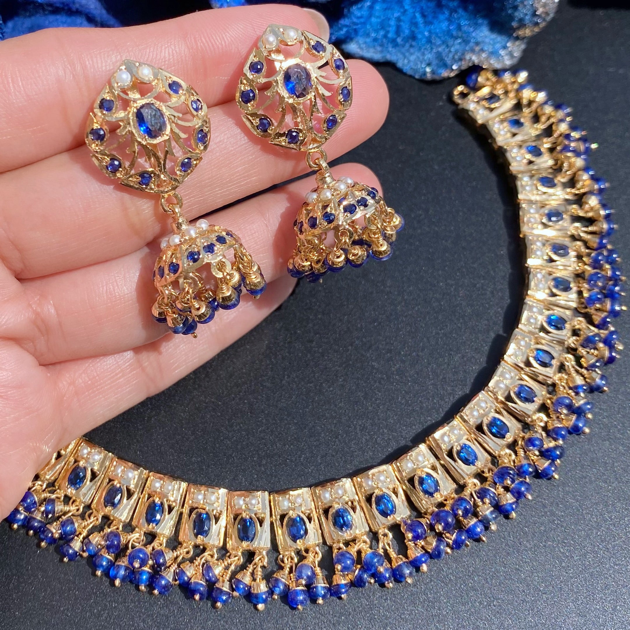 pakistani silver necklace with jhumki