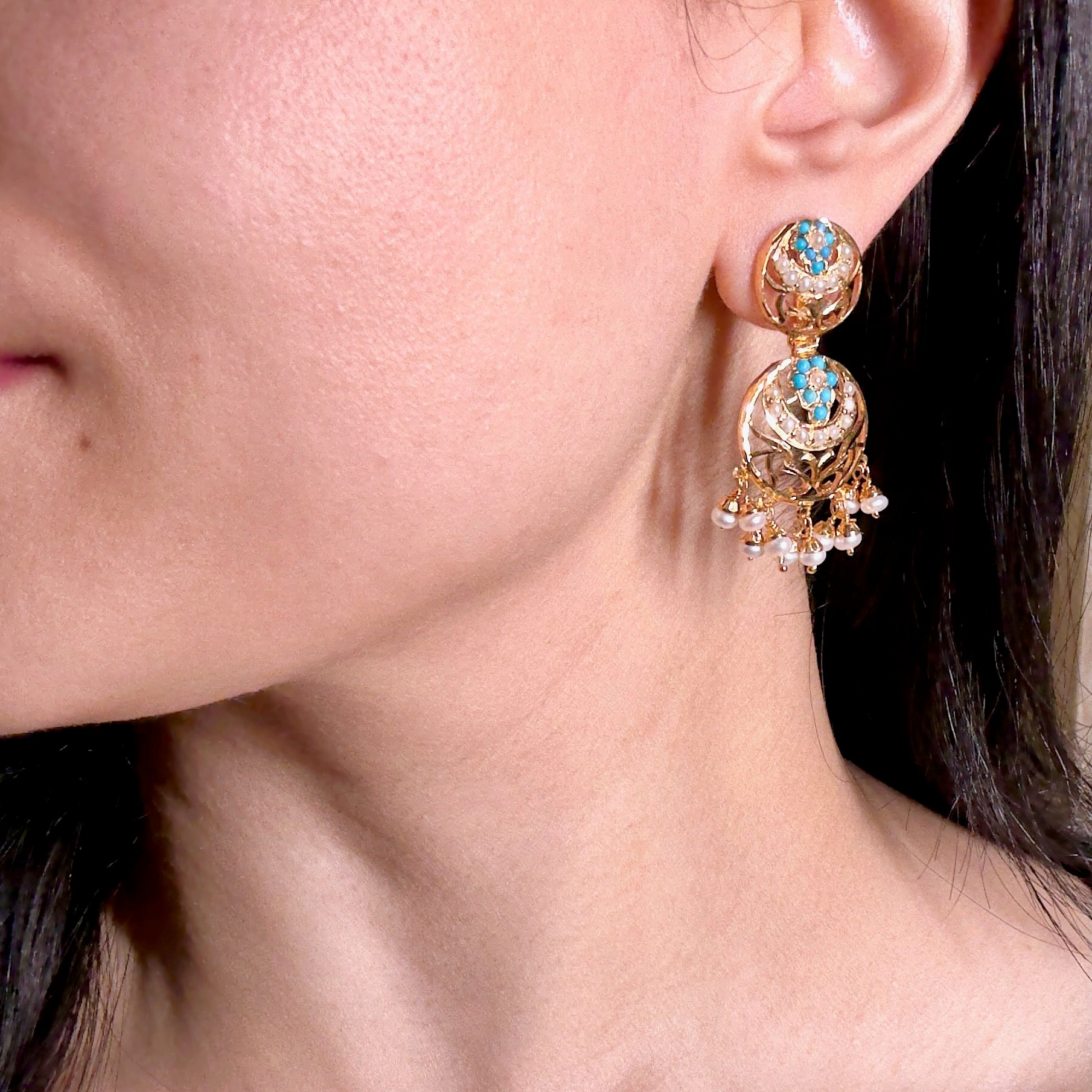 turquoise pearl earrings for girls on silver