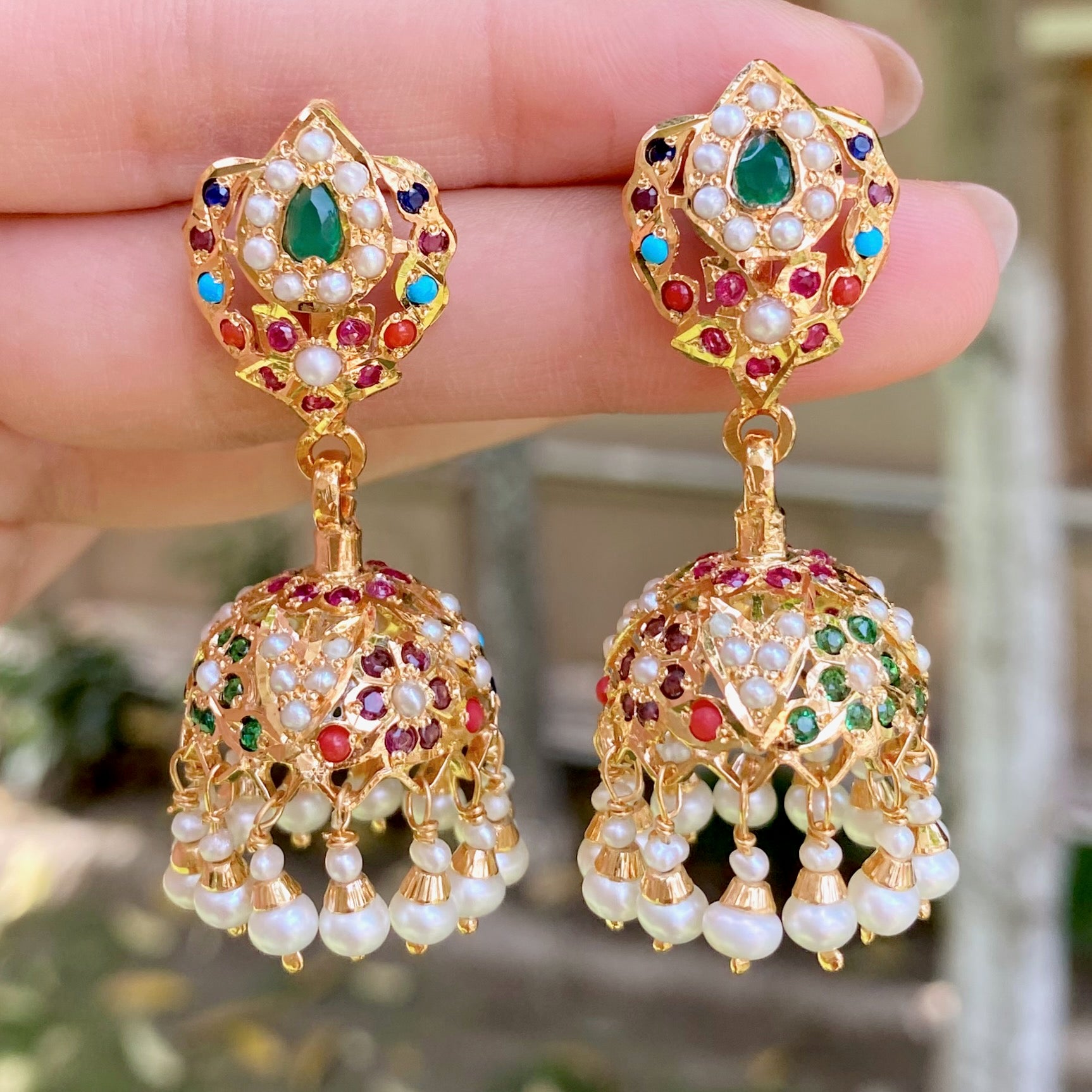small indian navaratna jhumki