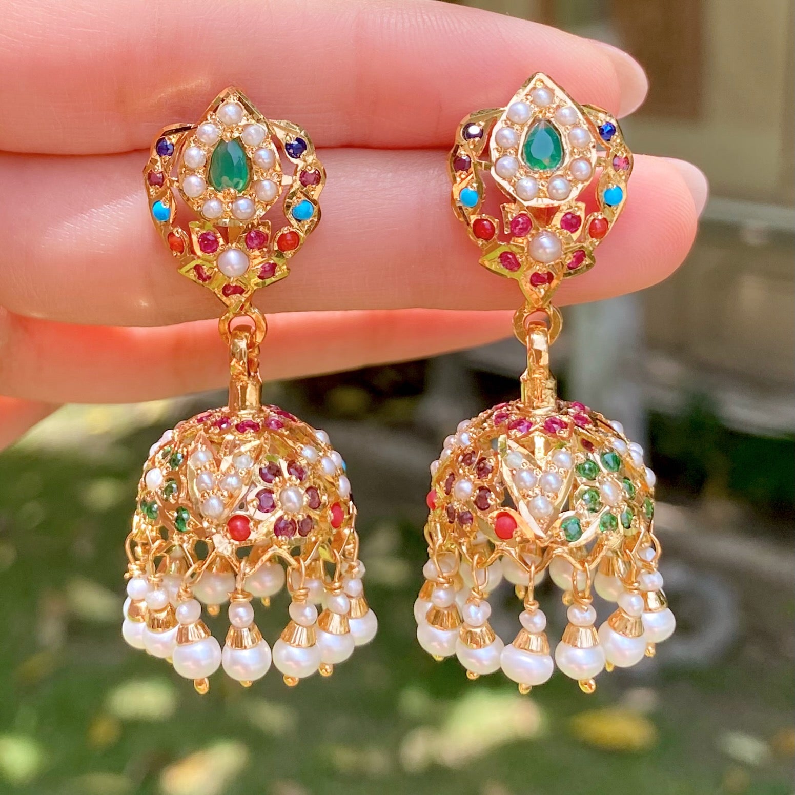 small indian navaratna jhumki