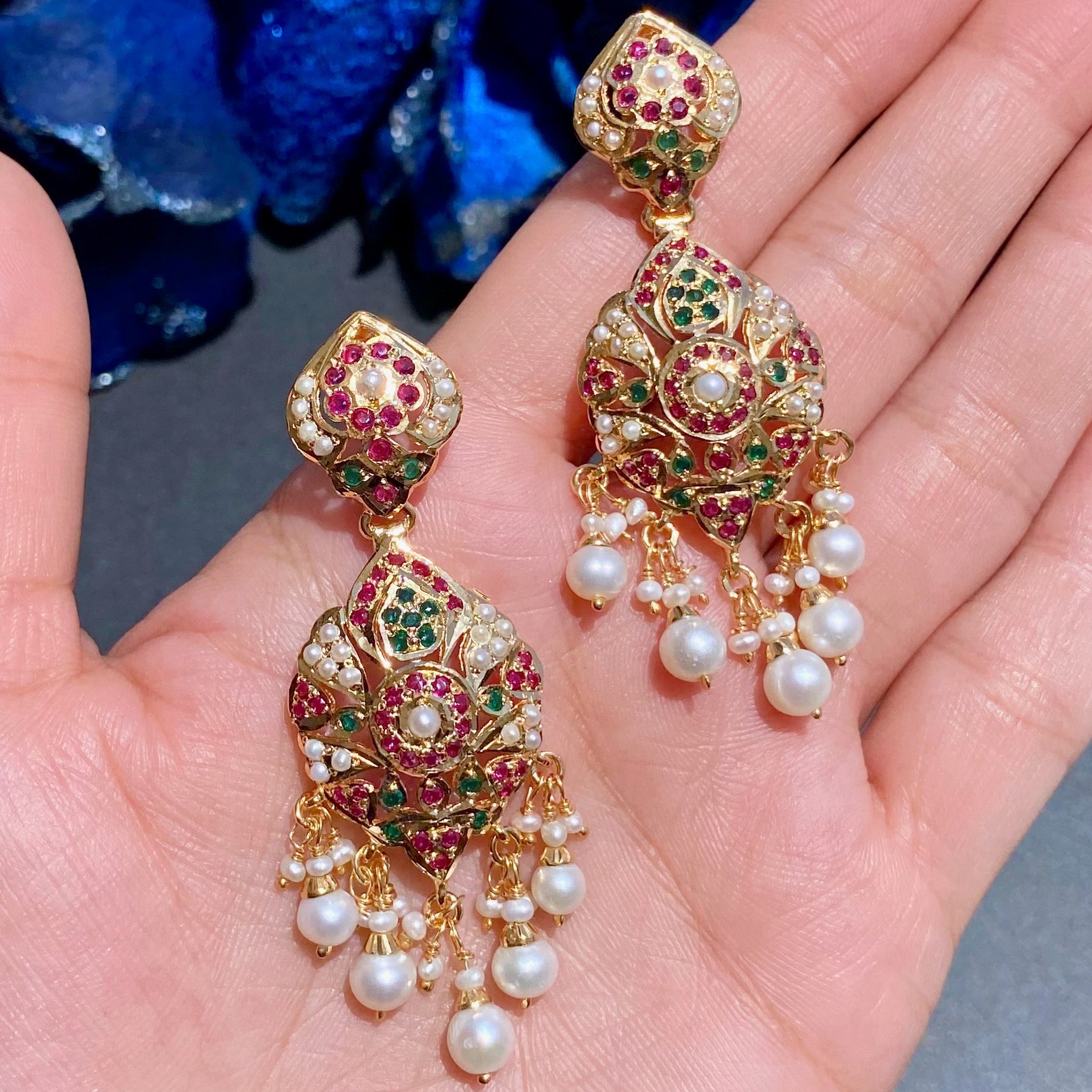 Exquisite Indian Jadau Earrings on Silver | Sober and Classy Design For Party Wear ER 562