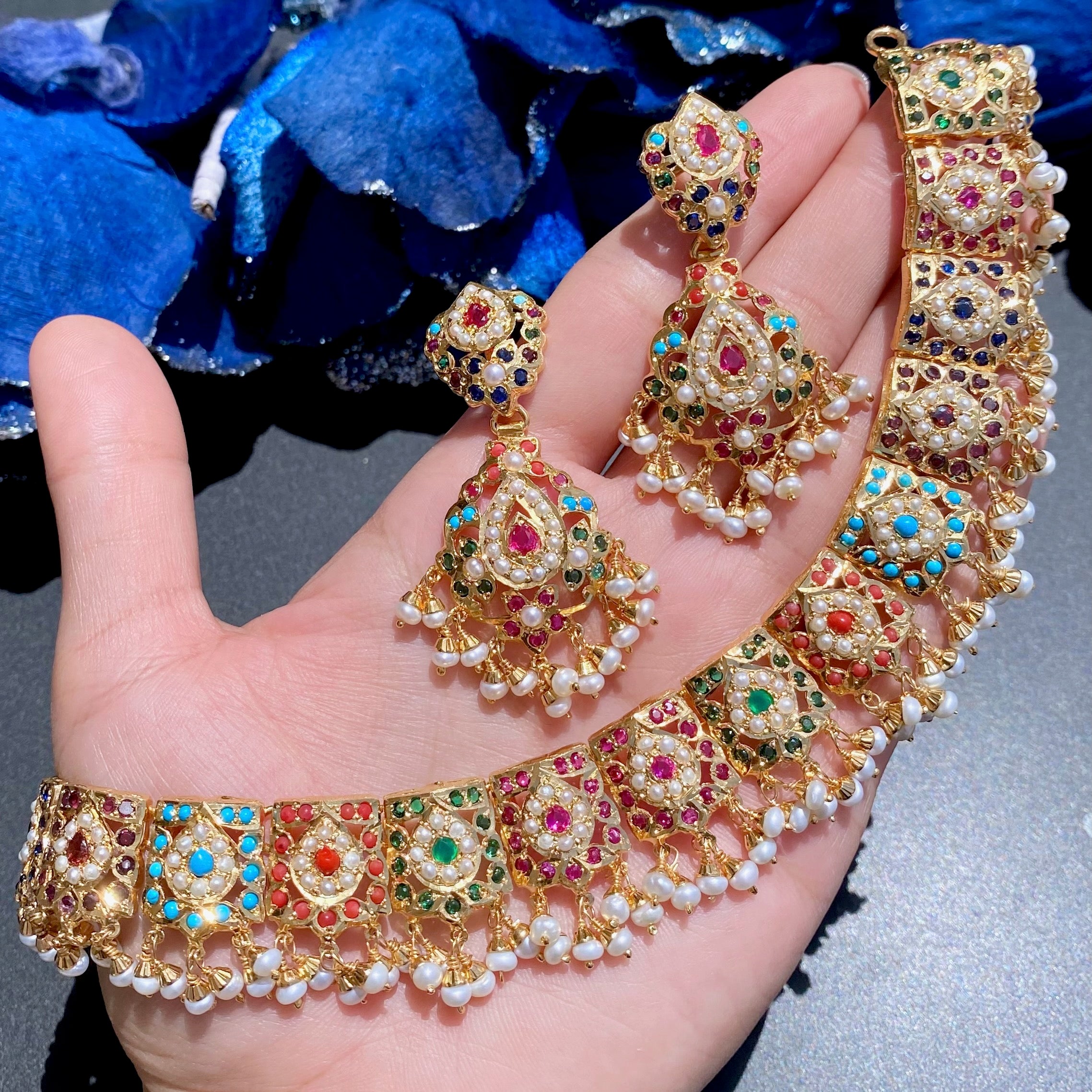 punjabi jadau set navaratna