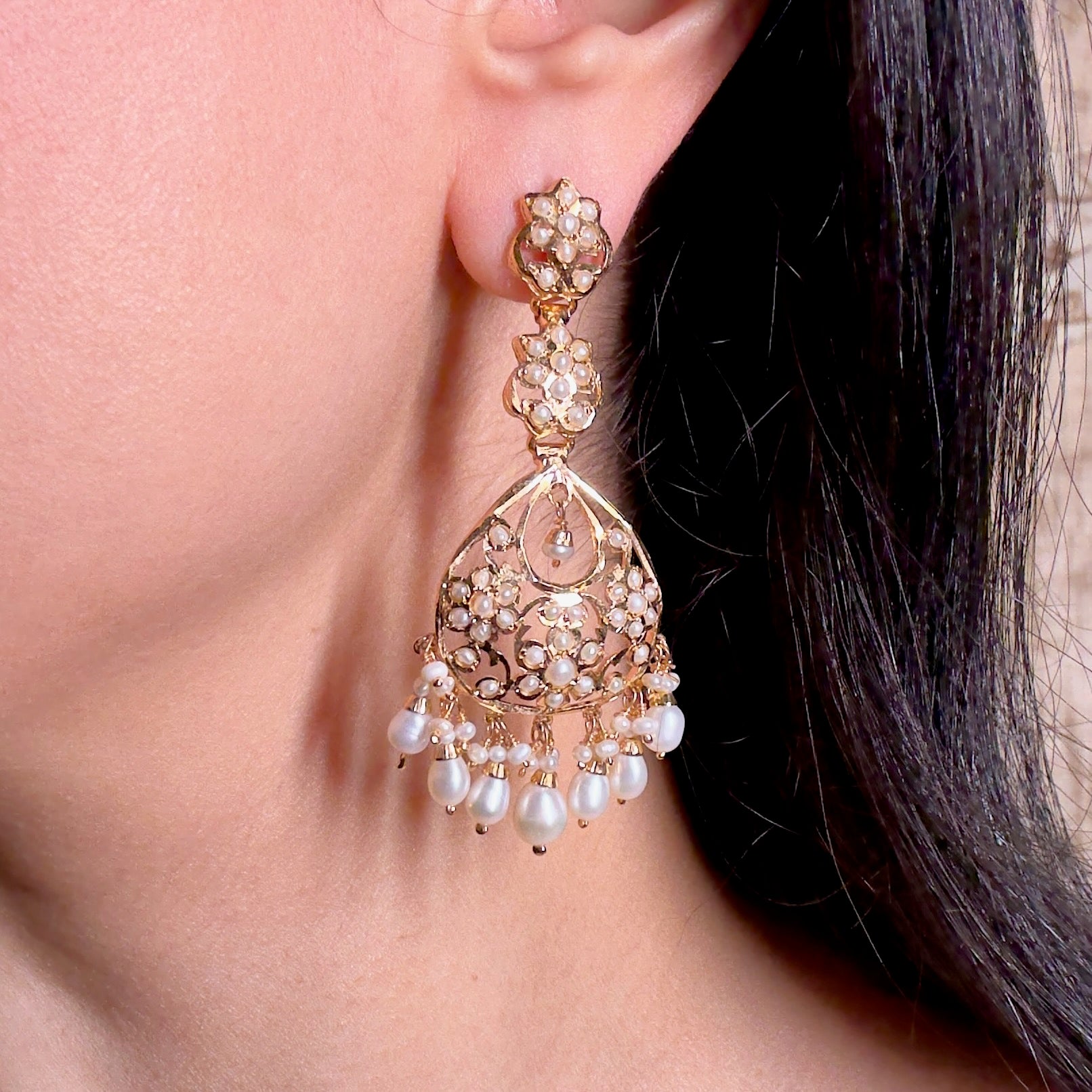 long earrings with freshwater pearls