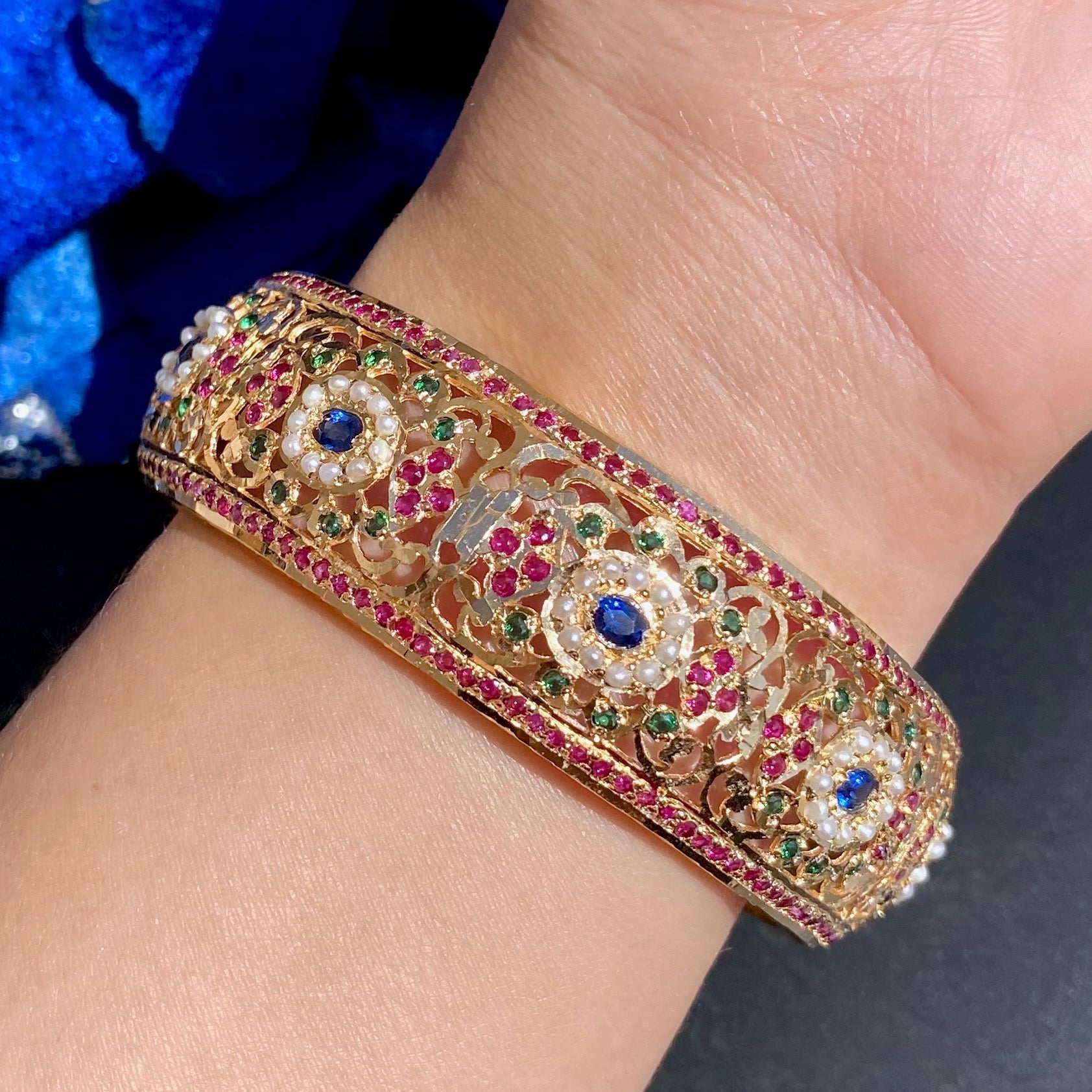 multicoloured stone bangle