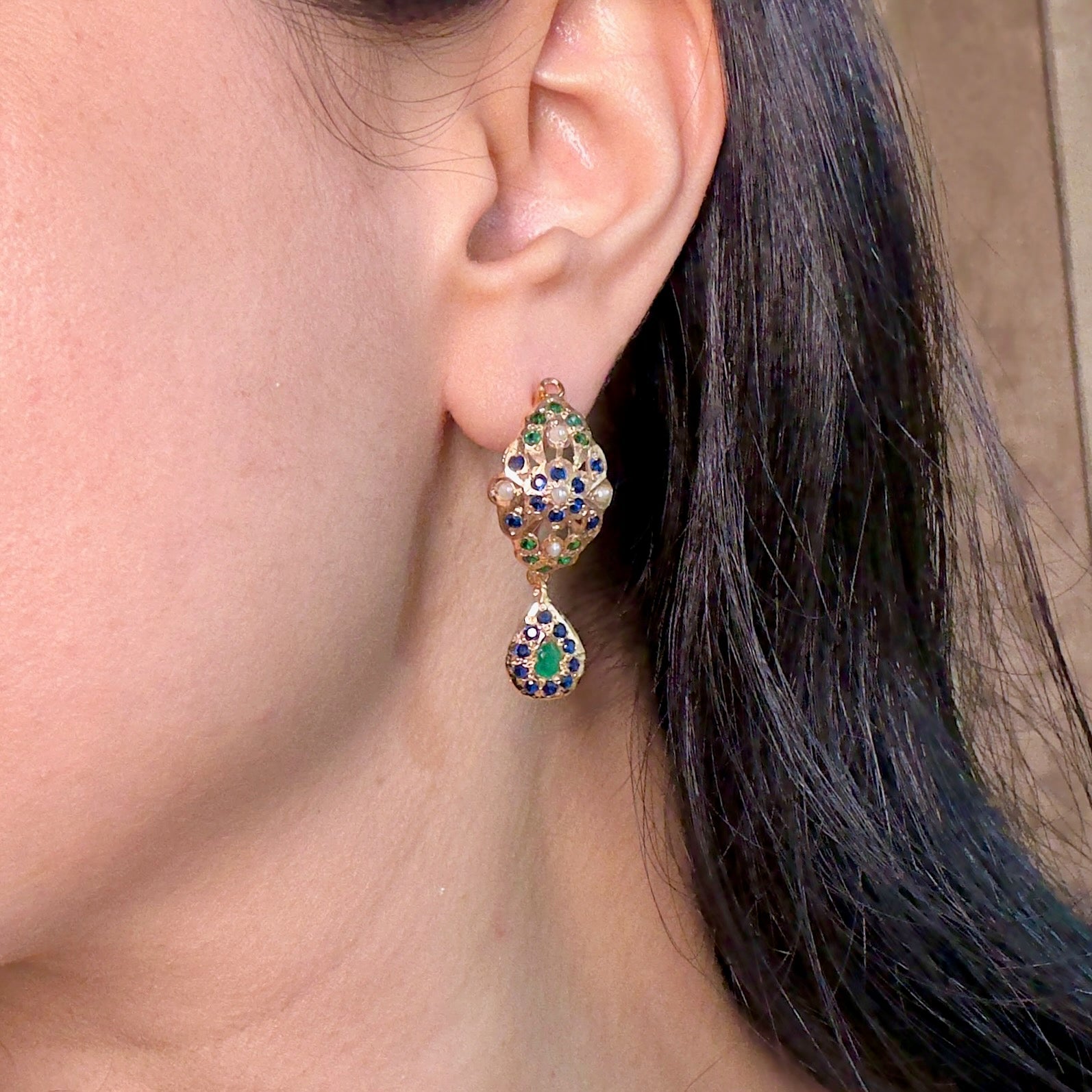 Cute Jadau Earrings For Girls | Indian Earrings on 925 Silver | Dainty Design ER 571