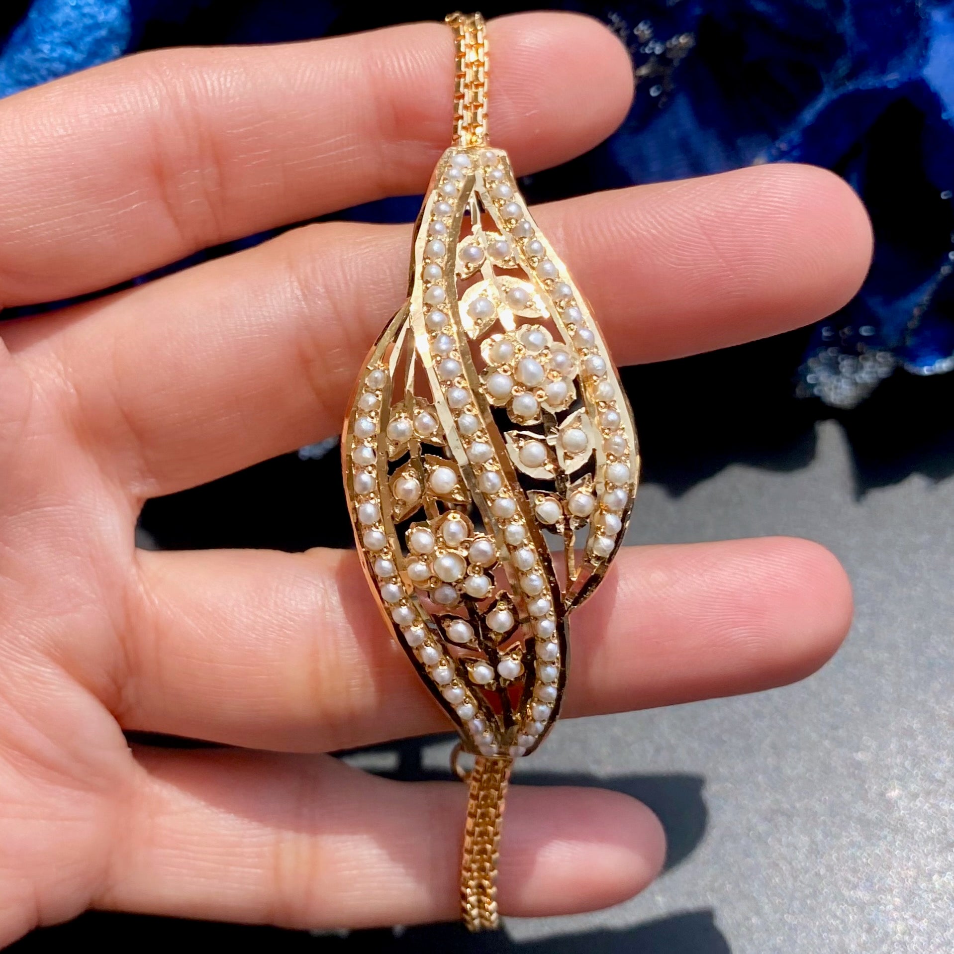 gold plated pearl bracelet gift for her