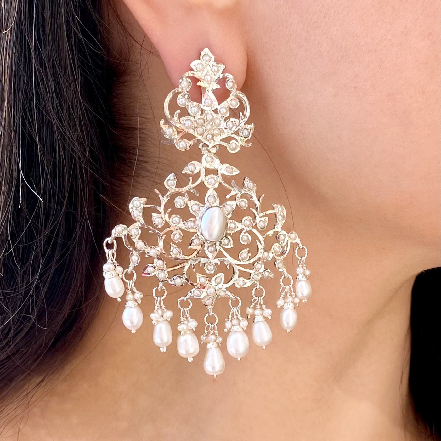 Bohemian Silver Jewellery | Silver & Pearl Earrings