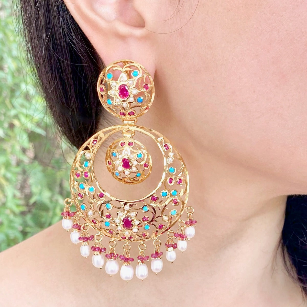 antique indian chandbali earrings