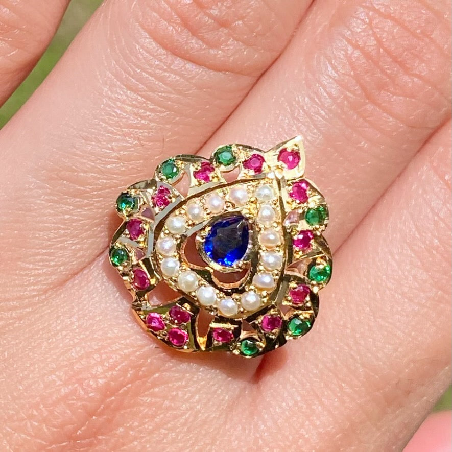 Women's Navy Blue Sapphire Rings | Gold Plated on Silver