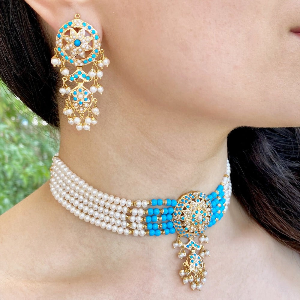 hyderabadi choker sets on sterling silver with gold plating