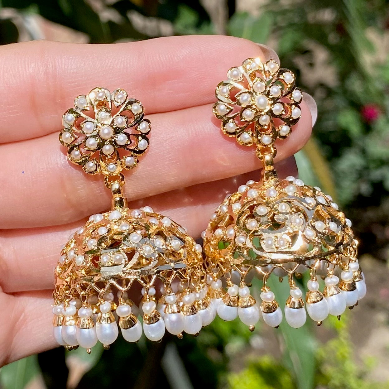 Pearl Jhumka Earrings | 925 Sterling Silver Gold Plated