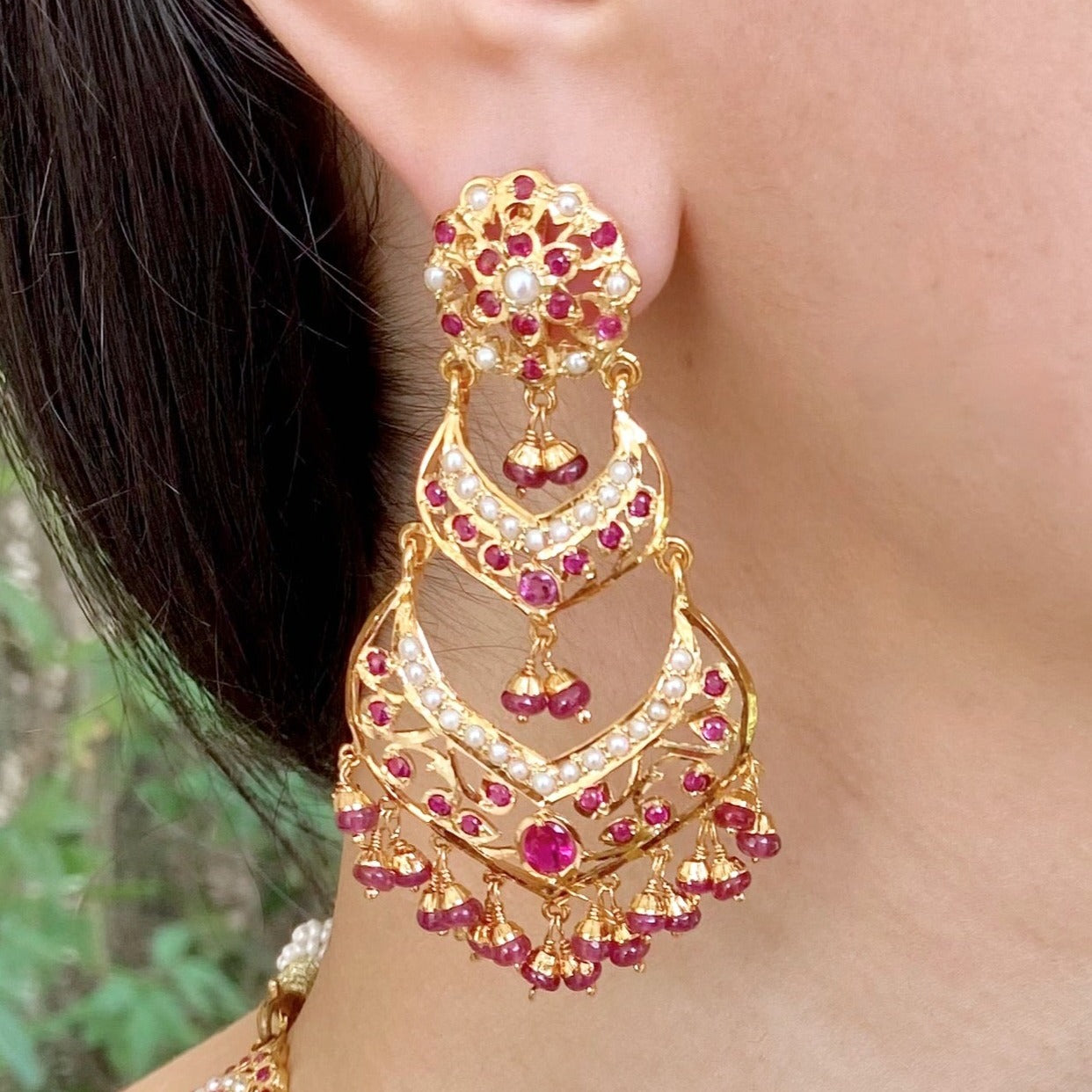 ruby earrings for women on gold plated silver